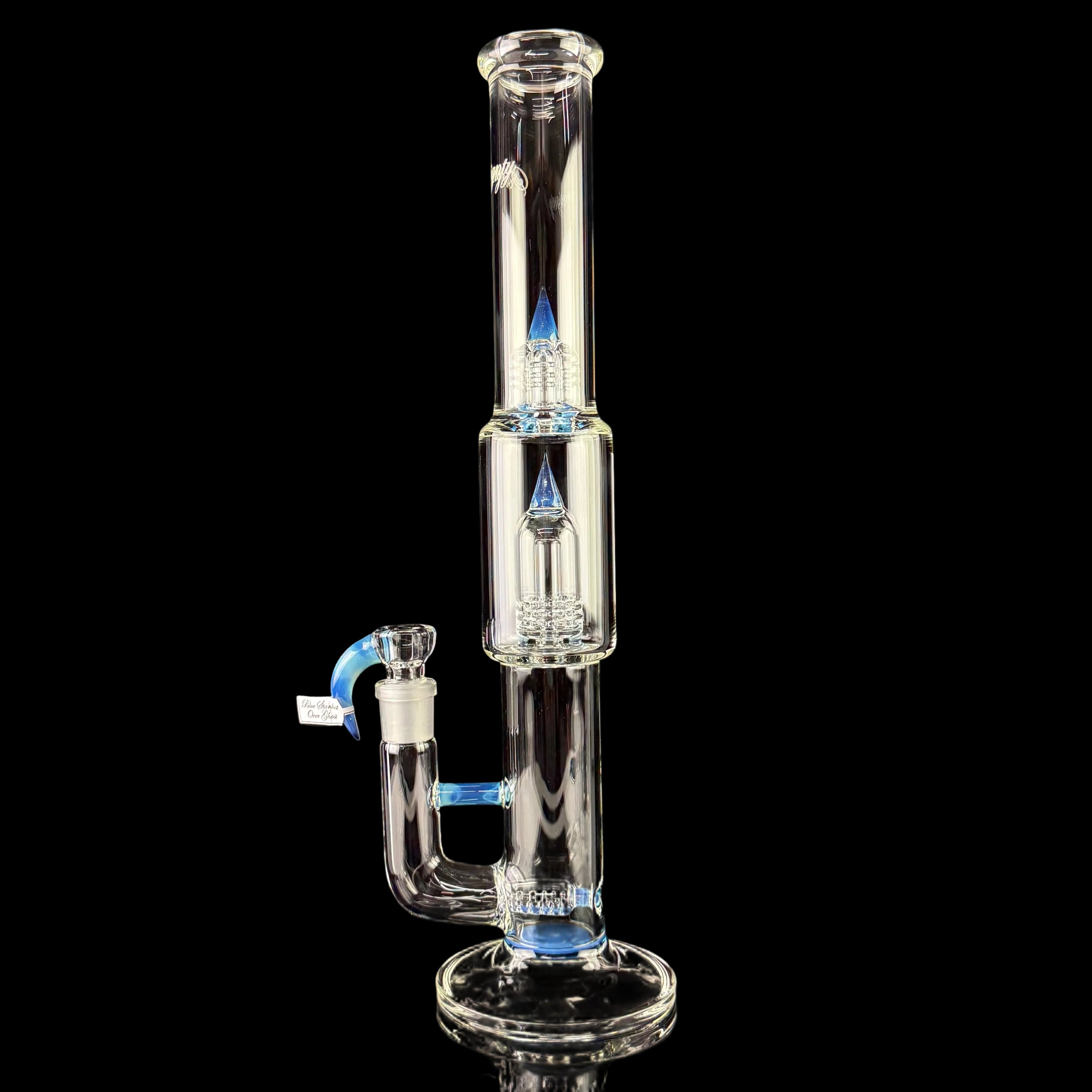 PA "Blue Stardust over Ghost" Mini Grid Dome SN 16mm 6 Cut DownGrid by Sovereignty Glass