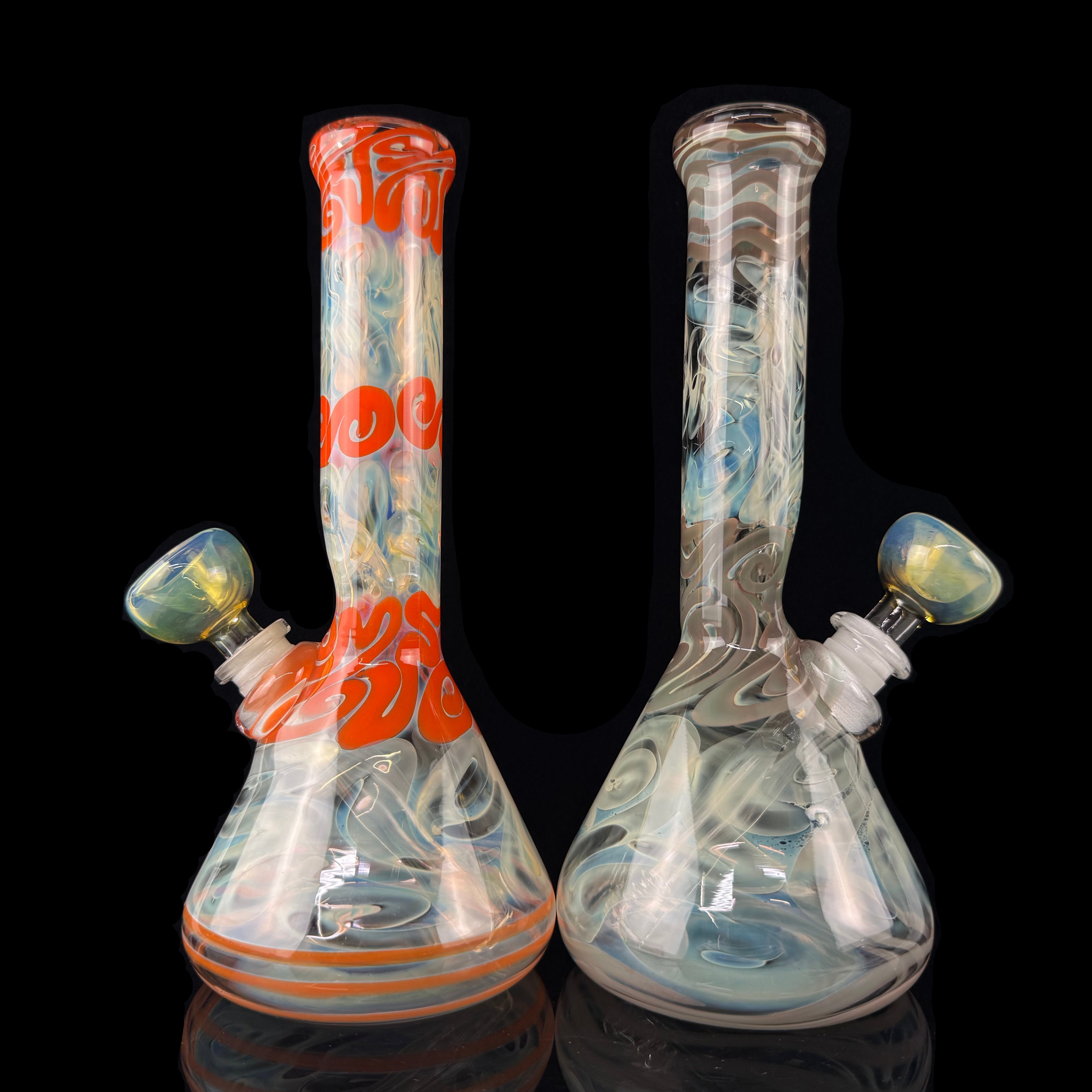 Fume + Color Surface Worked 32mm Waterpipe by Mary Jane's Glass