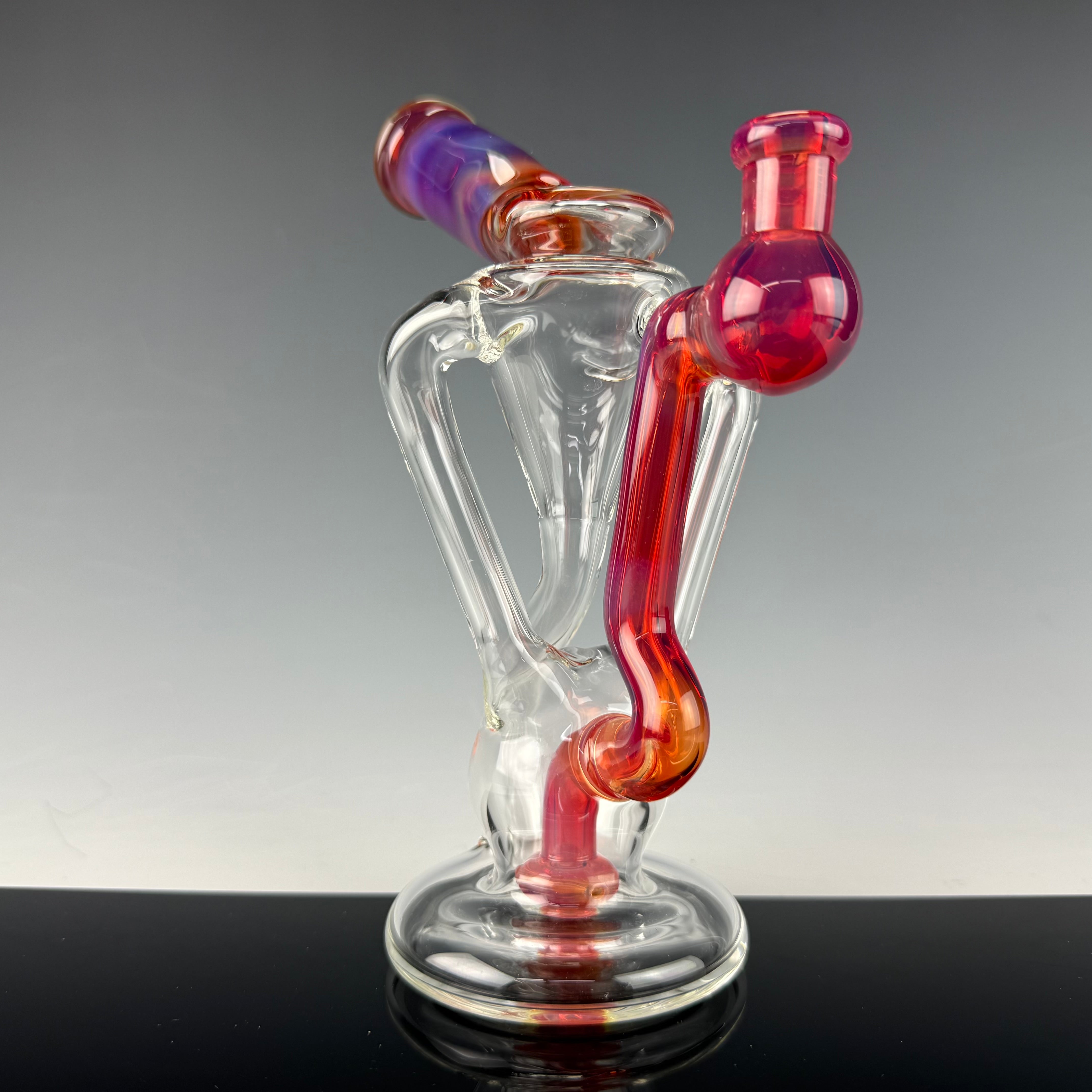 "Exp. Light Yellow over NS Orange Wondertube" Dual Uptake Floating Recycler by N3rd Glass