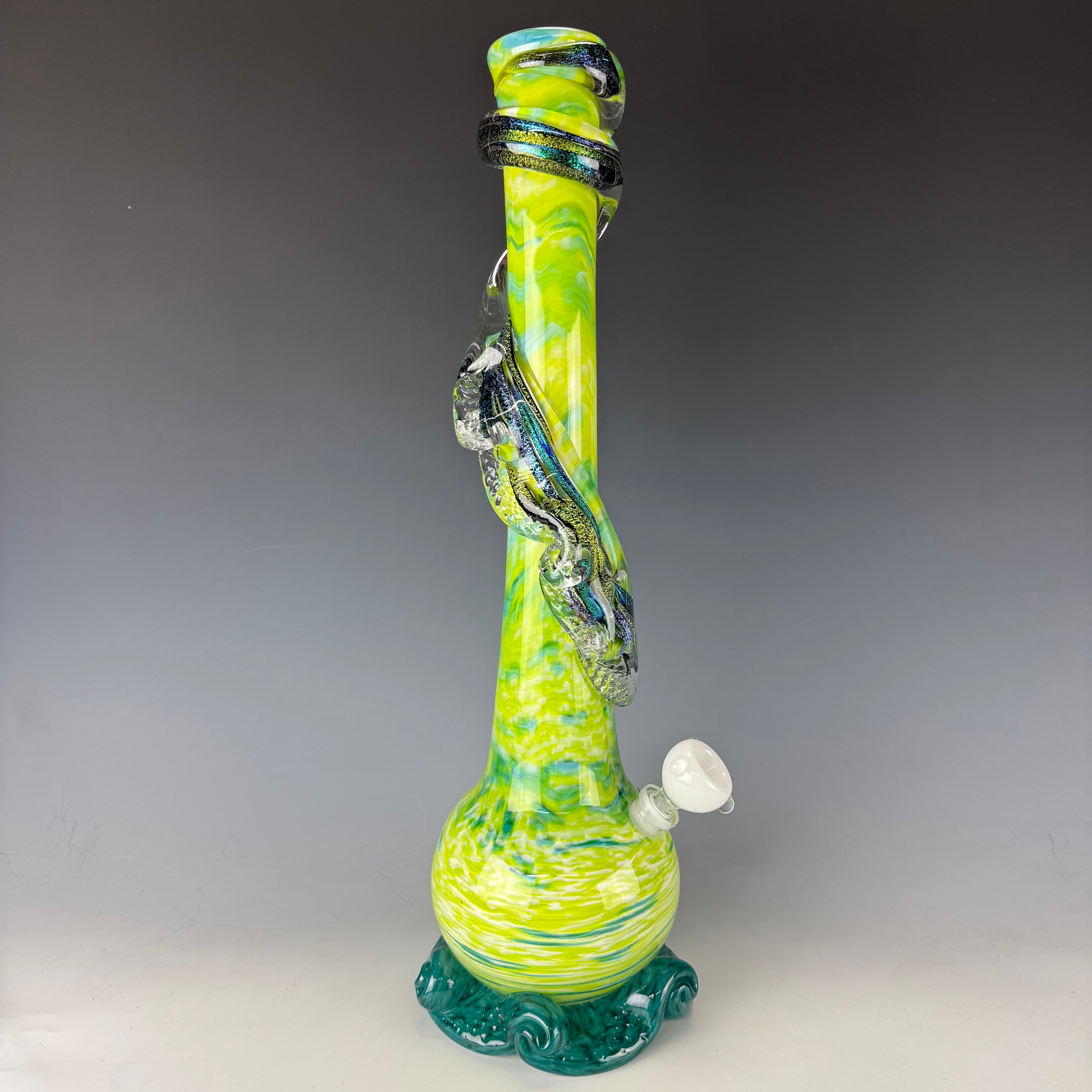 Large 3G Waterpipe W/ Dichroic Wrap by Noble Glass