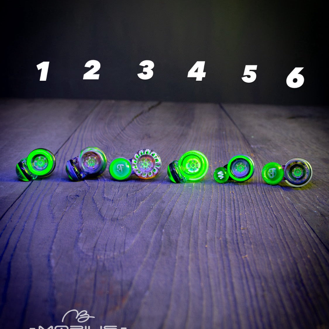 19mm "Elements" Color Multi-hole Slide by Mobius Glass