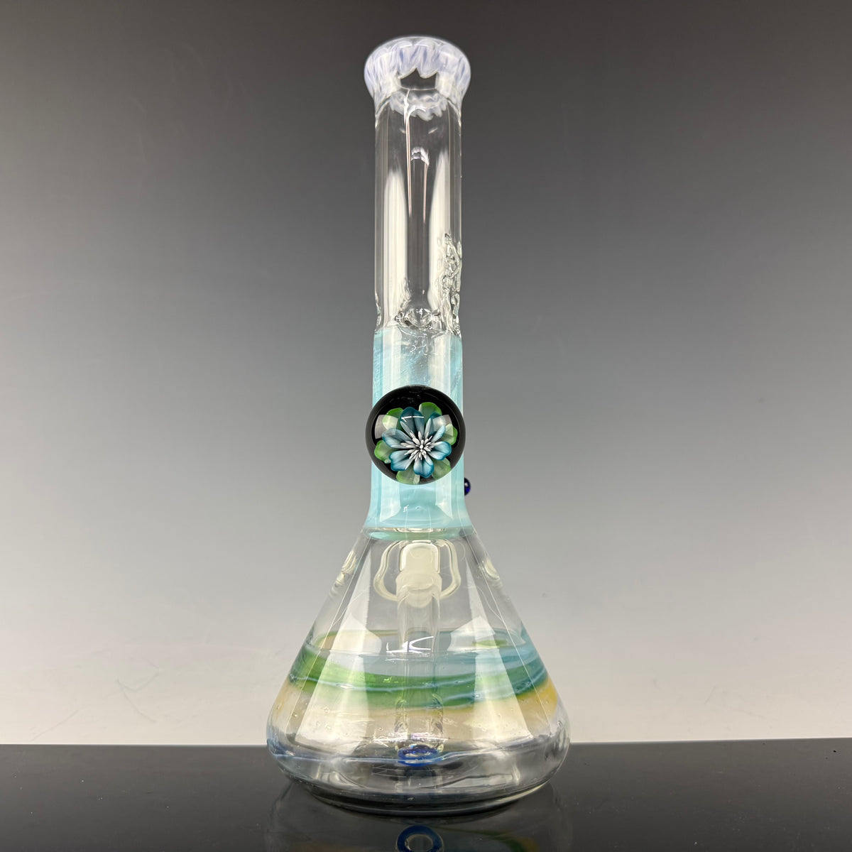 Worked Beaker W/ Implosion Marble #3 by Mary Jane's Glass X Nobody Glass