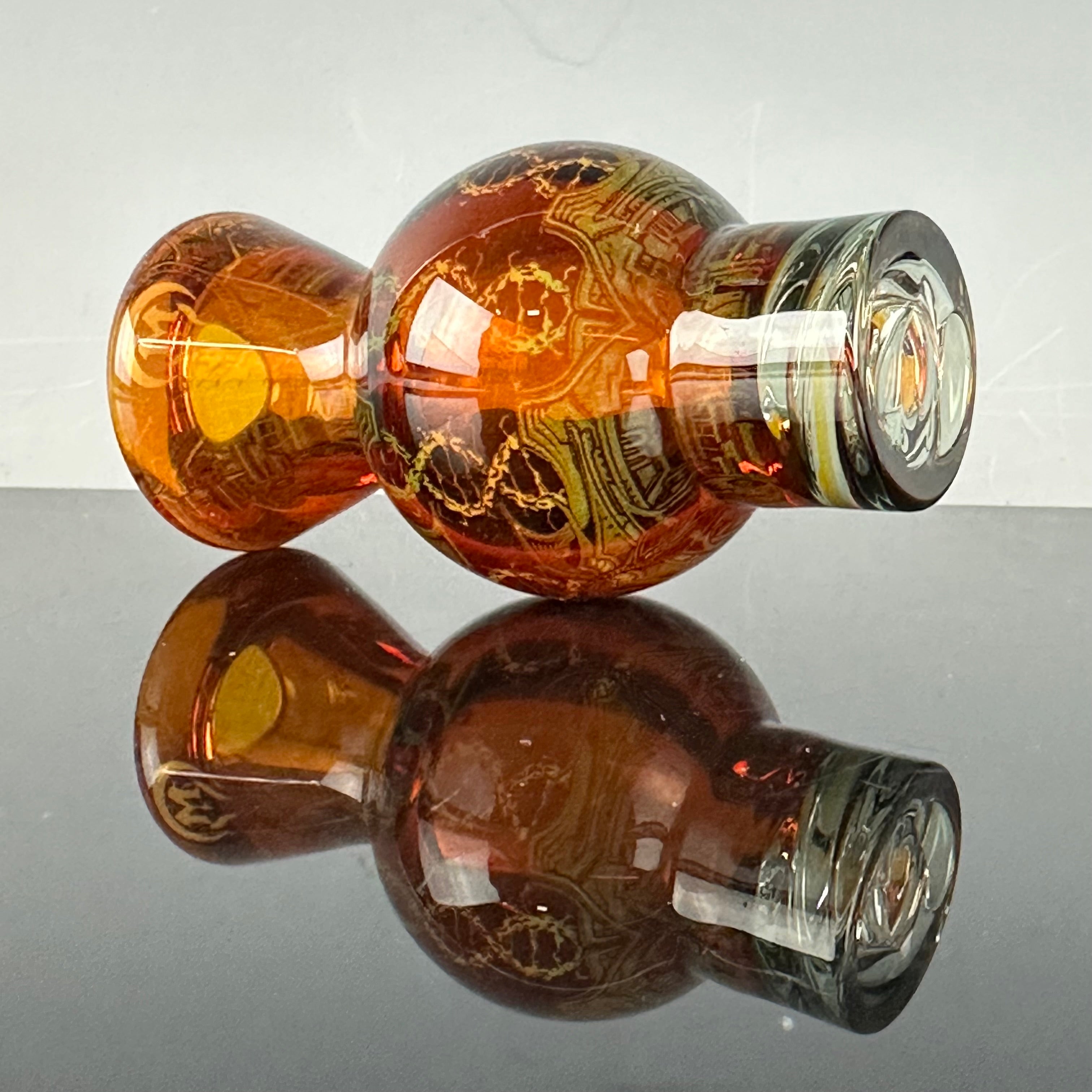Amber "DNA" Bubble/Spinner Cap by Mothership Glass