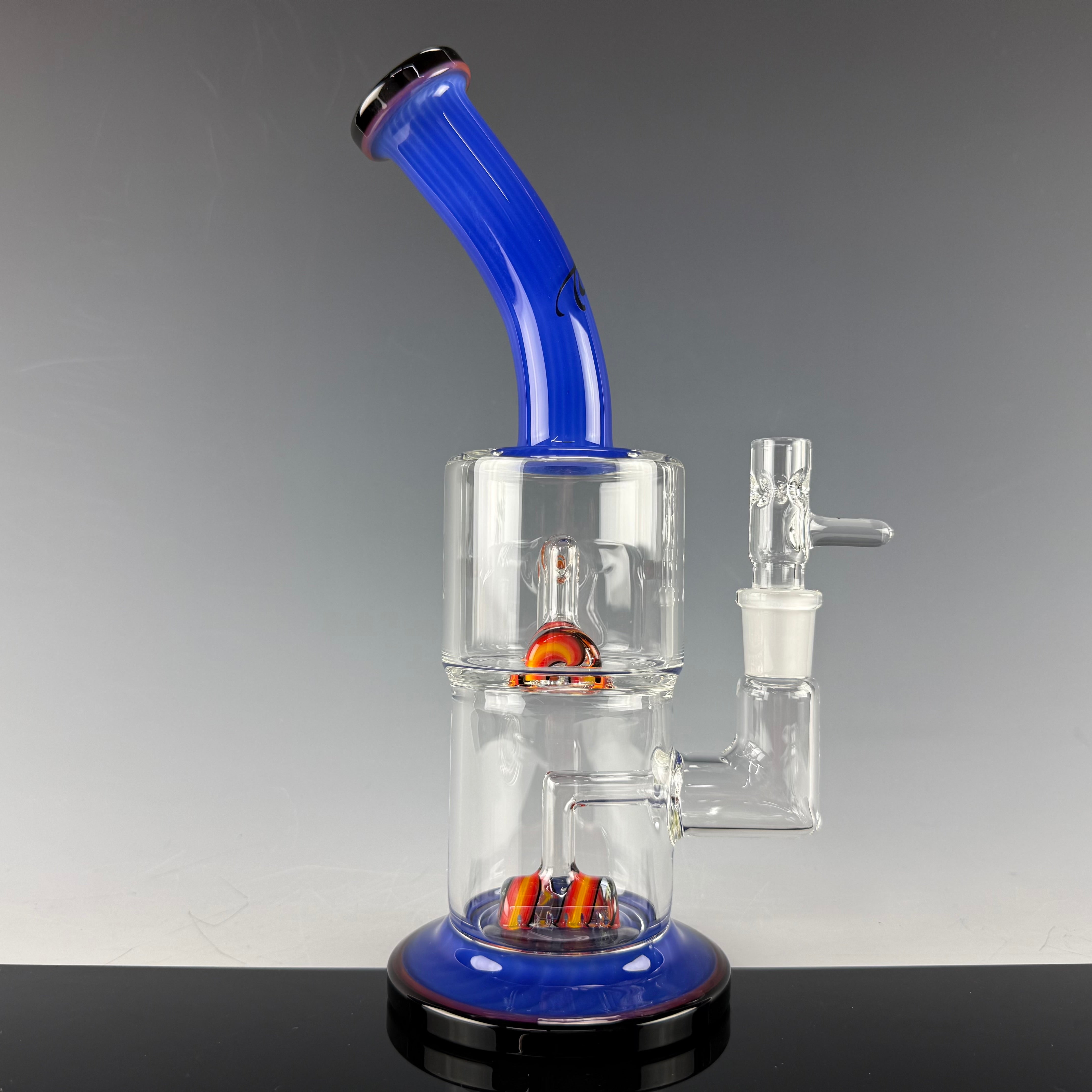 "Blue Cheese" (Full Color Foot & Mouthpiece) Double Hex by Toro Glass