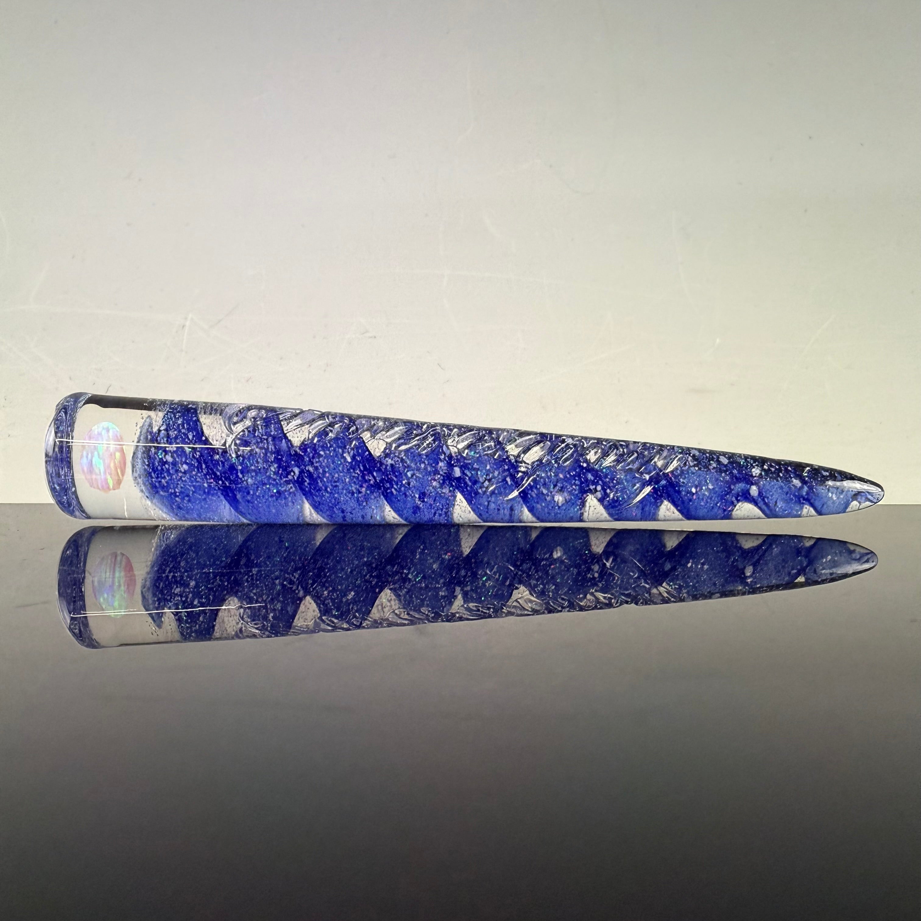 "Crushed Opal over Blue Cheese" Opal Encased Bowl Poker by Sovereignty Glass