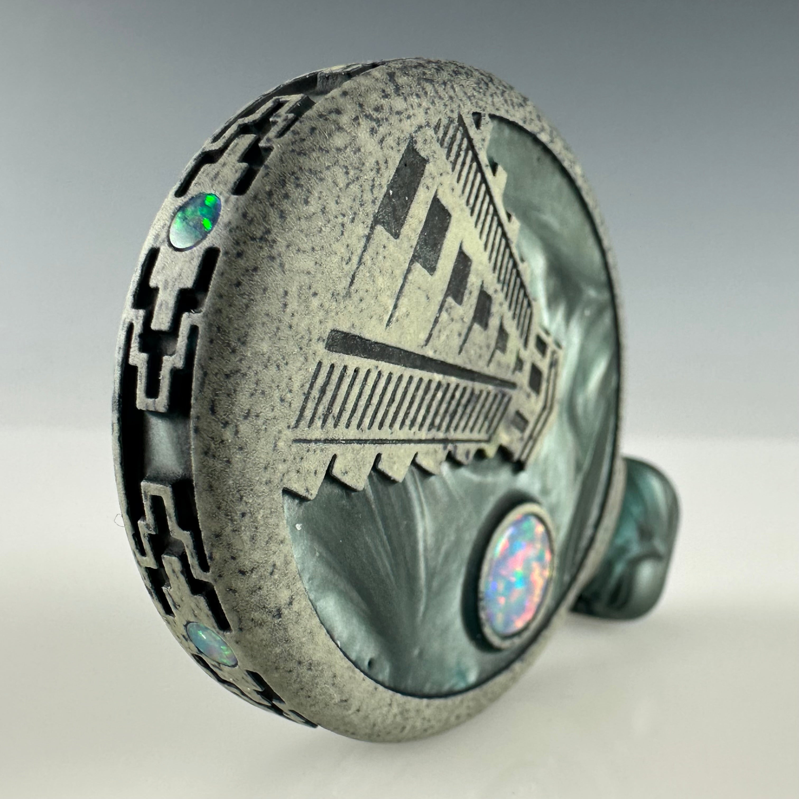 "Mayan Temple" Sandblasted Pendant by GlassMaze