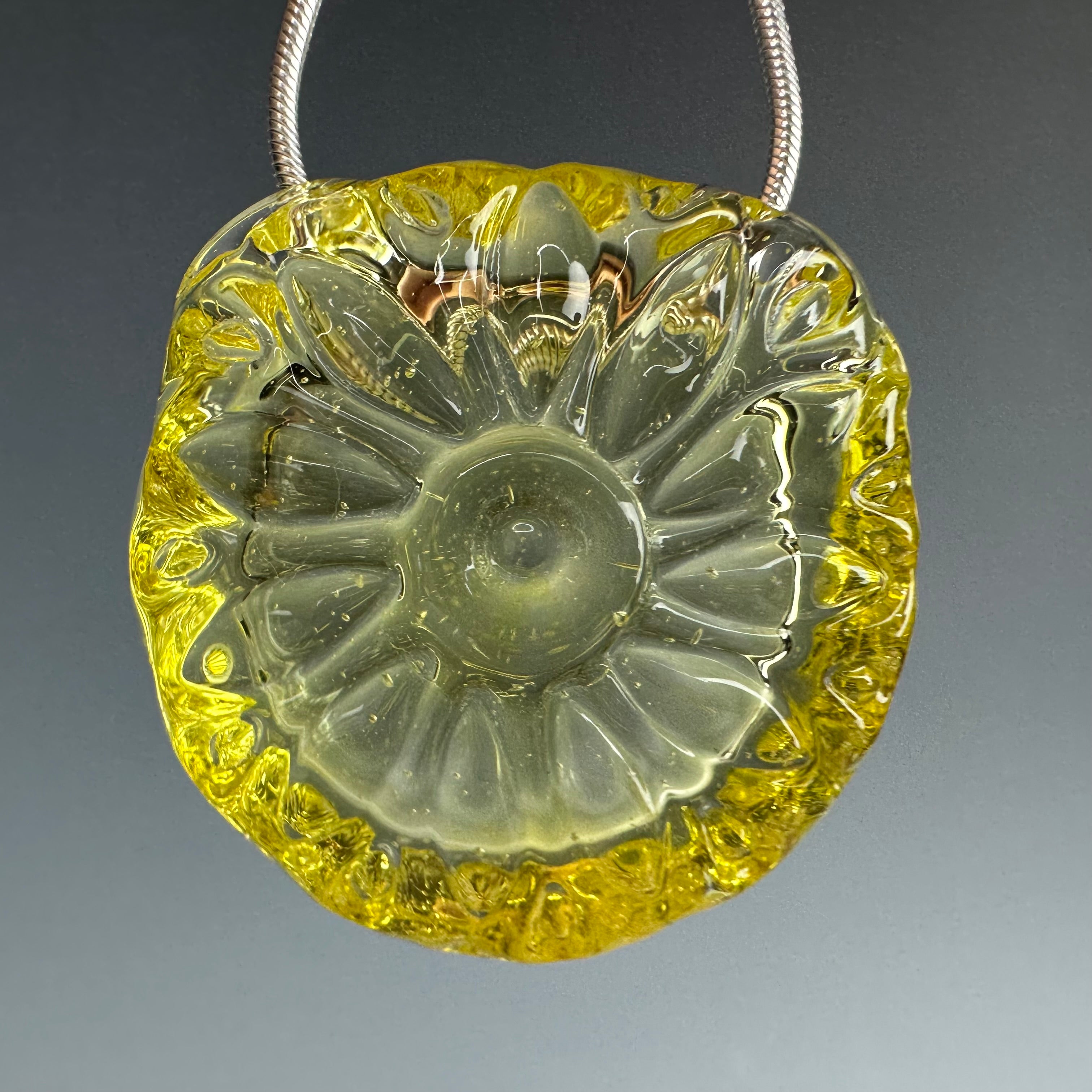 "Exp. Transparent Yellow" Stamped Pendant by Zara Capps