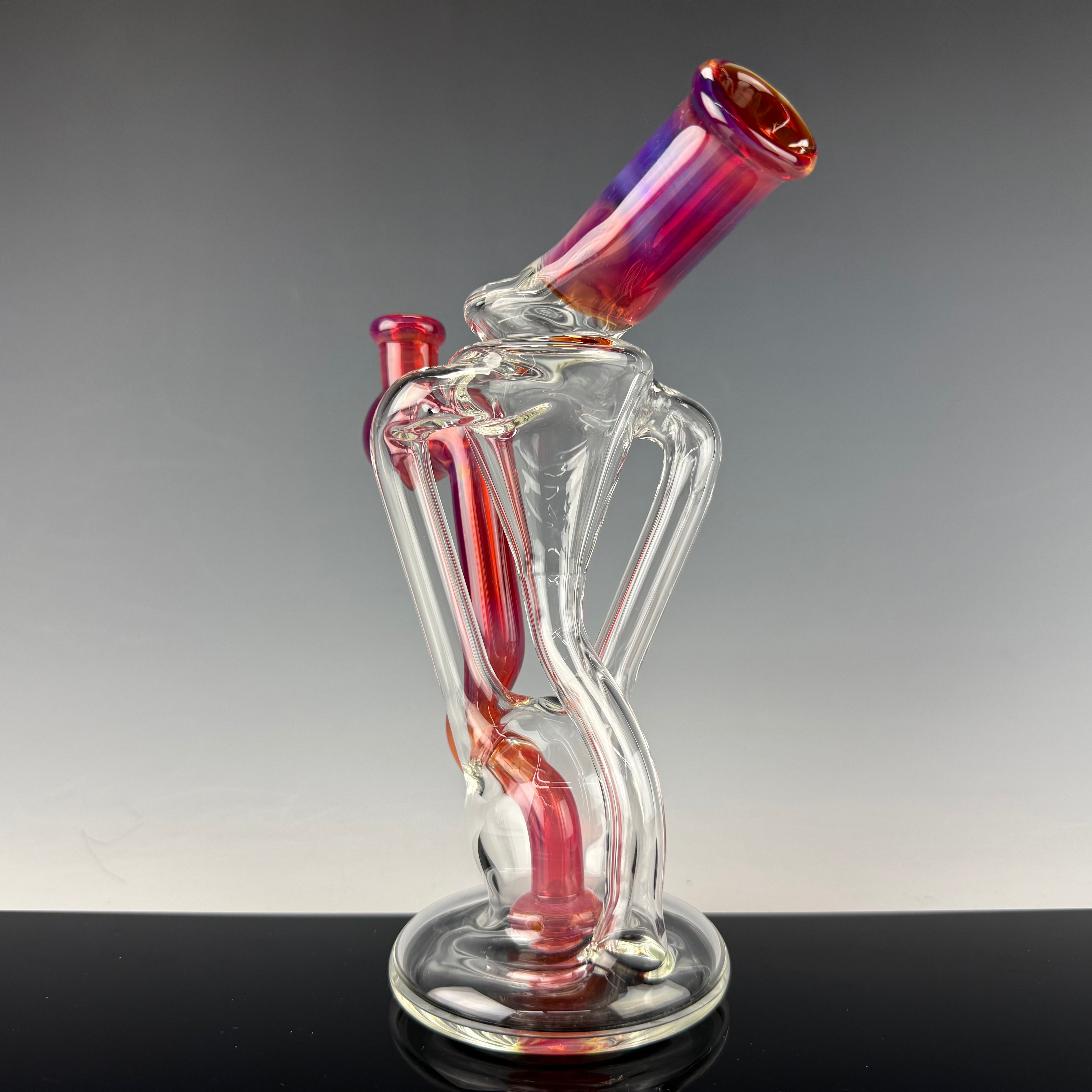 "Exp. Light Yellow over NS Orange Wondertube" Dual Uptake Floating Recycler by N3rd Glass