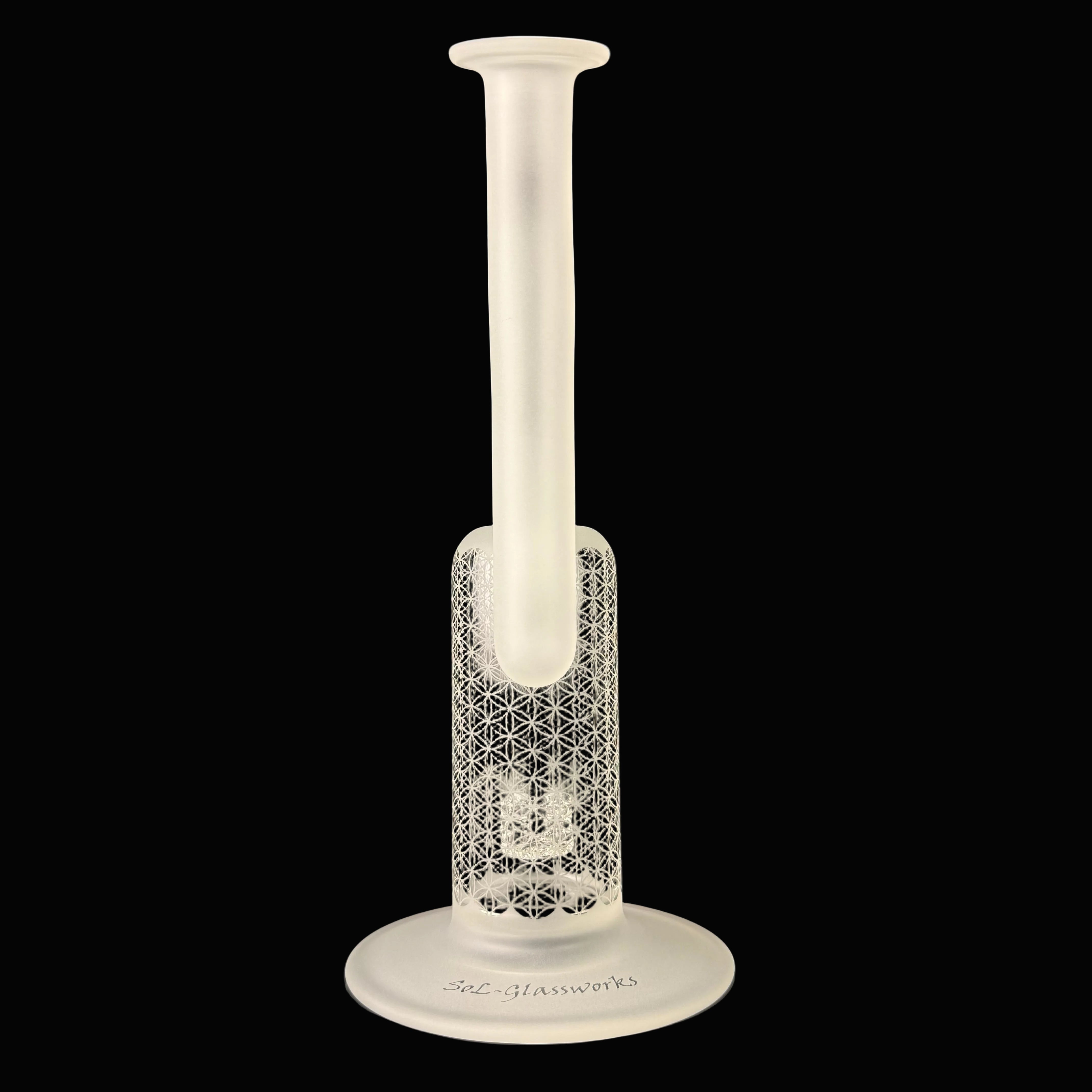SOL Lace Perc Sherlock Bubbler "Sacred G Etched" by SOL Glassworks