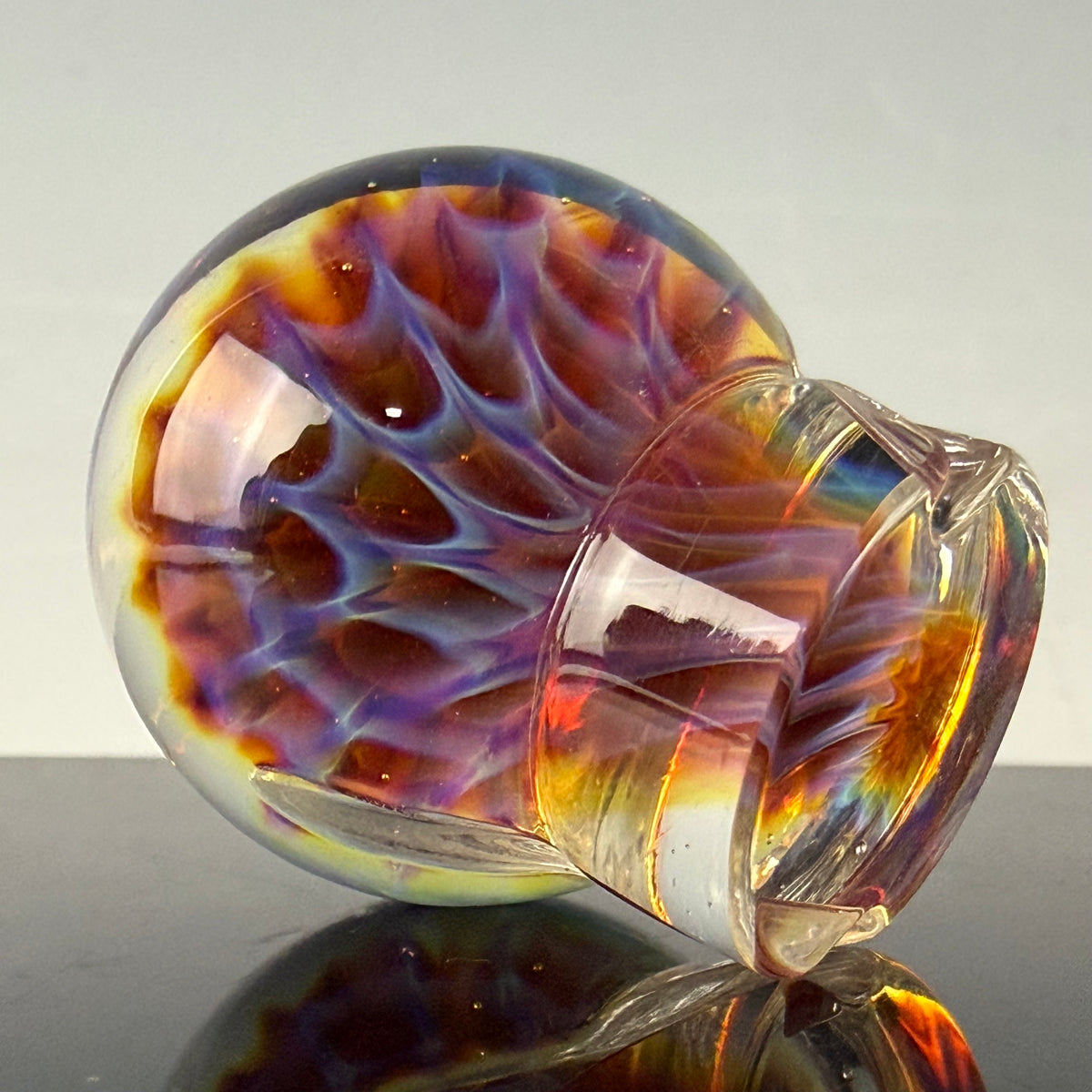 "Amber Purple" Honeycomb Implosion Glass Marble Spinner Cap by One Trick Pony