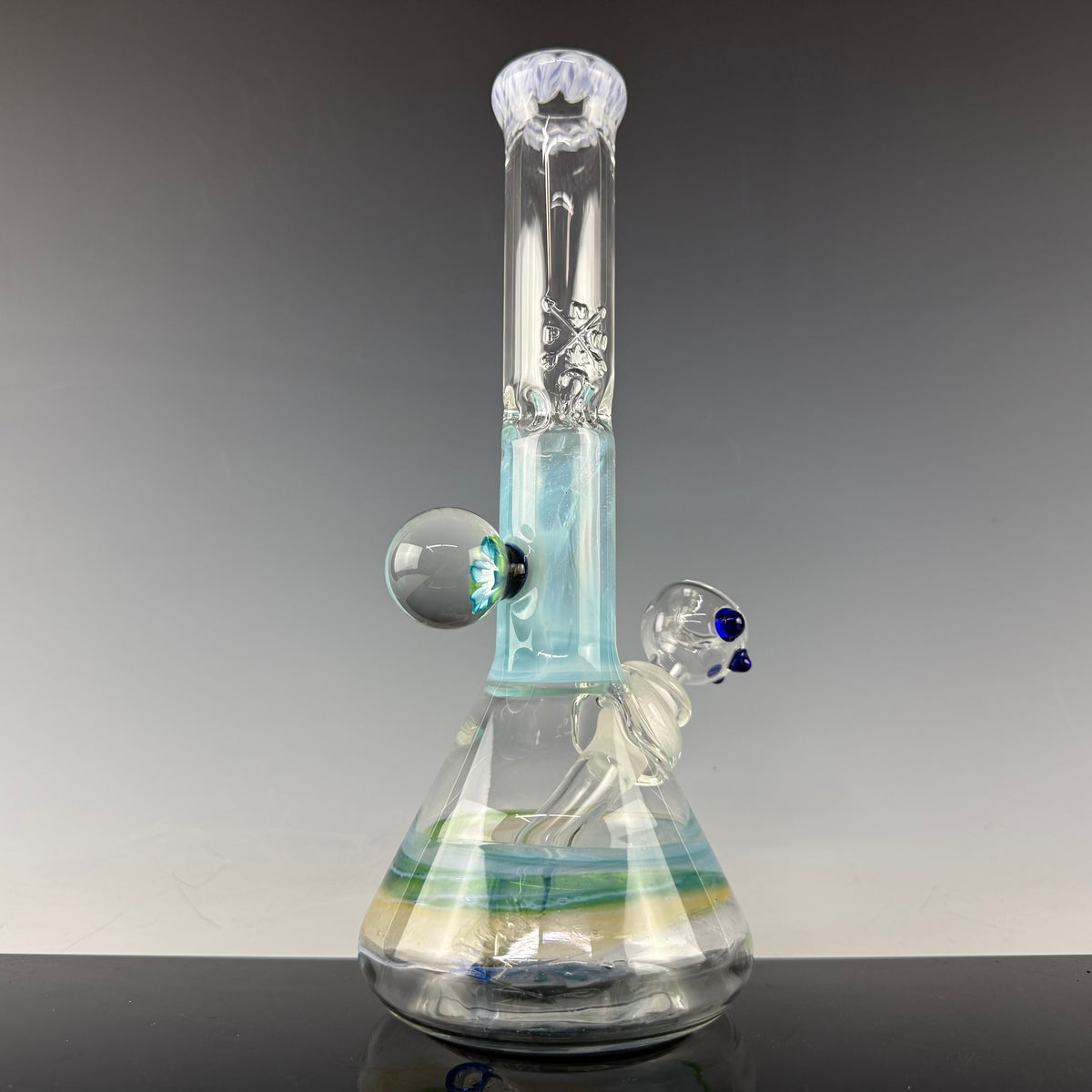 Worked Beaker W/ Implosion Marble #3 by Mary Jane's Glass X Nobody Glass