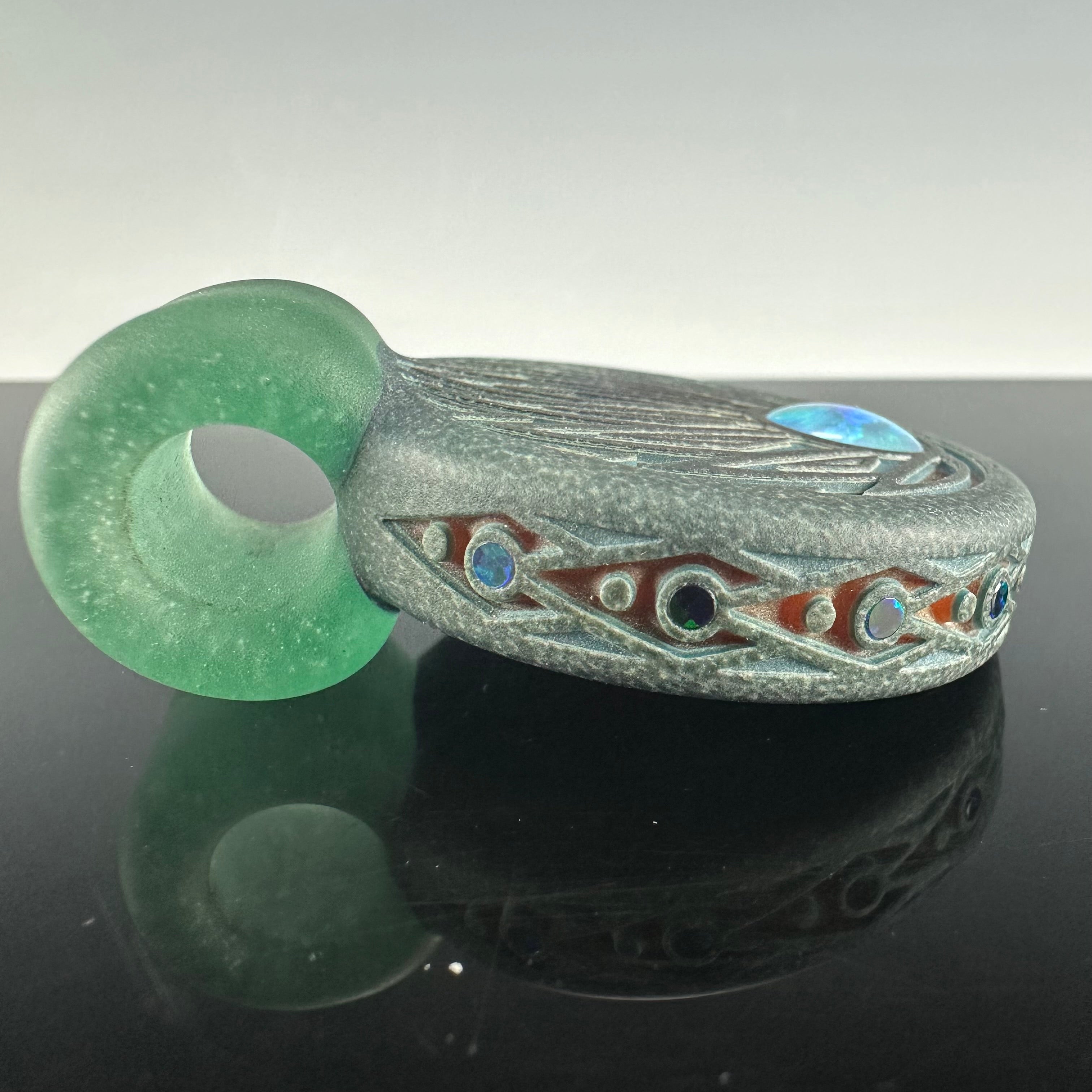 "Agave" Sandblasted Pendant by GlassMaze