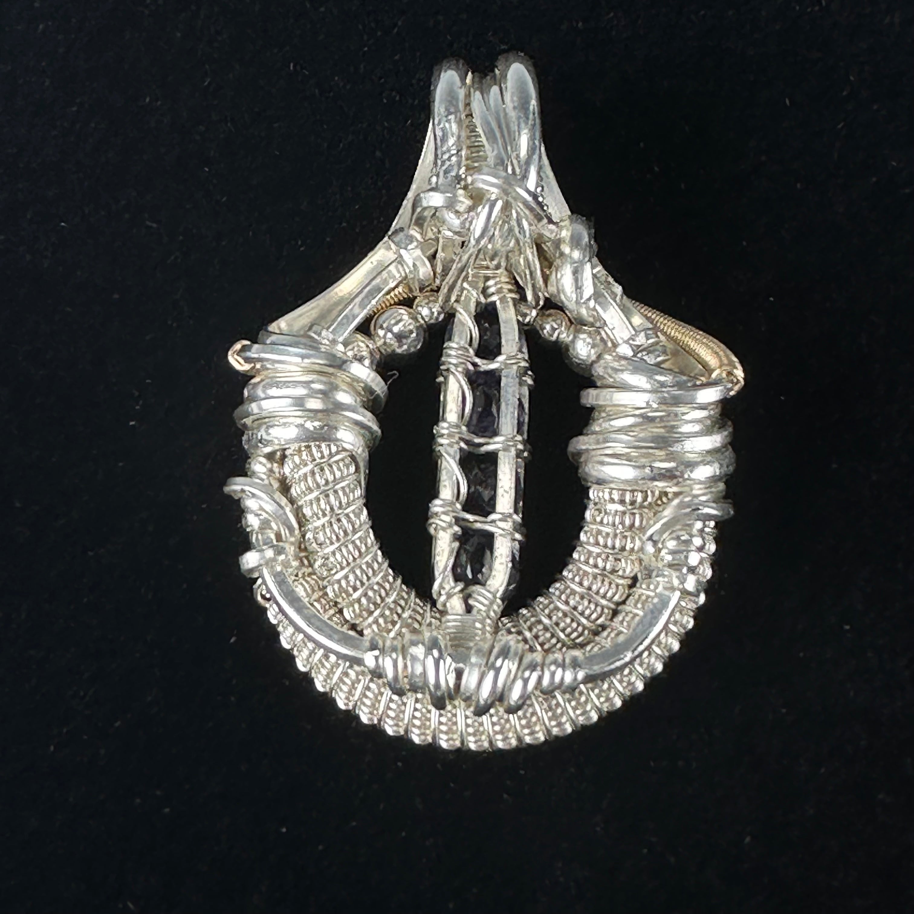 Blue Iolite Wire Wrapped Pendant by Cosmic Wraps