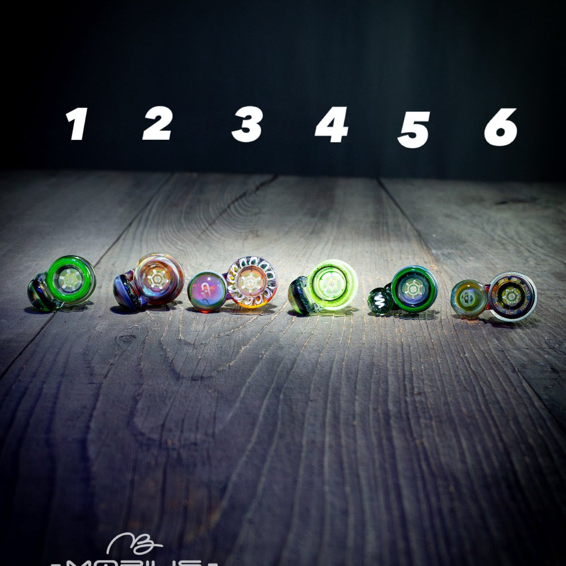 19mm "Elements" Color Multi-hole Slide by Mobius Glass
