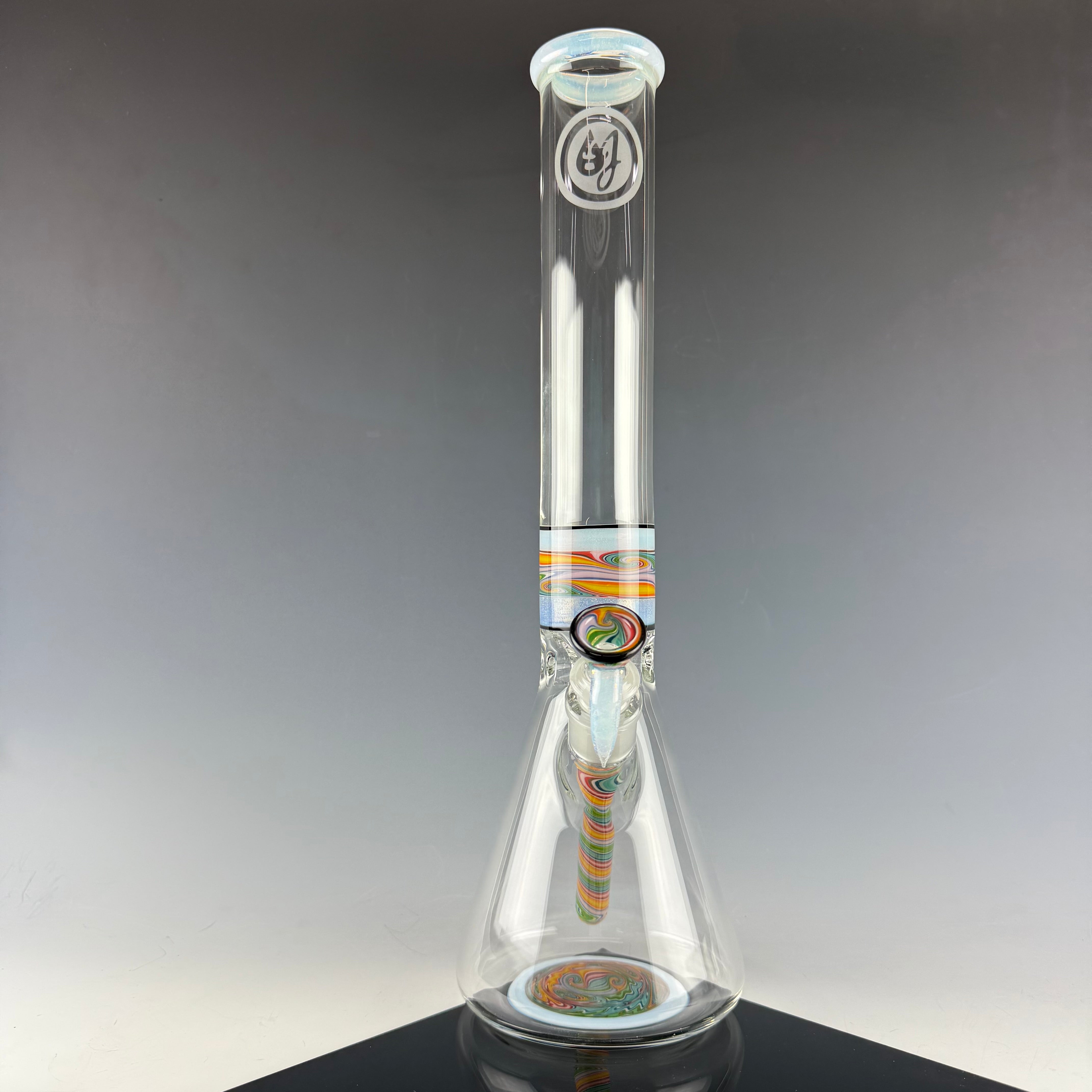 "Secret White" 16" Wig Wag Beaker by OJ Flame