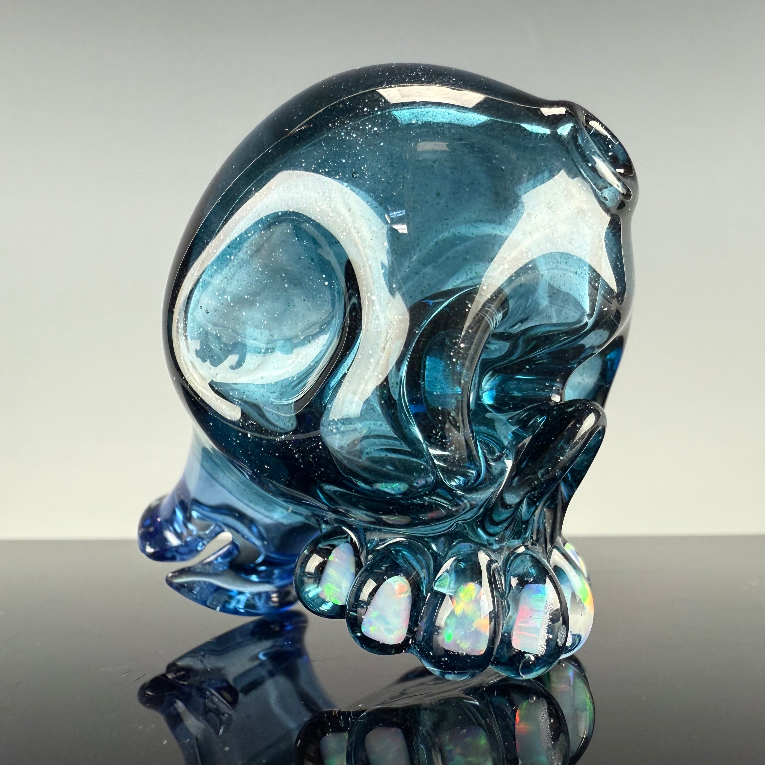 "Blue Stardust Mix" Skull Puffco Pivot Top by Carsten Carlile