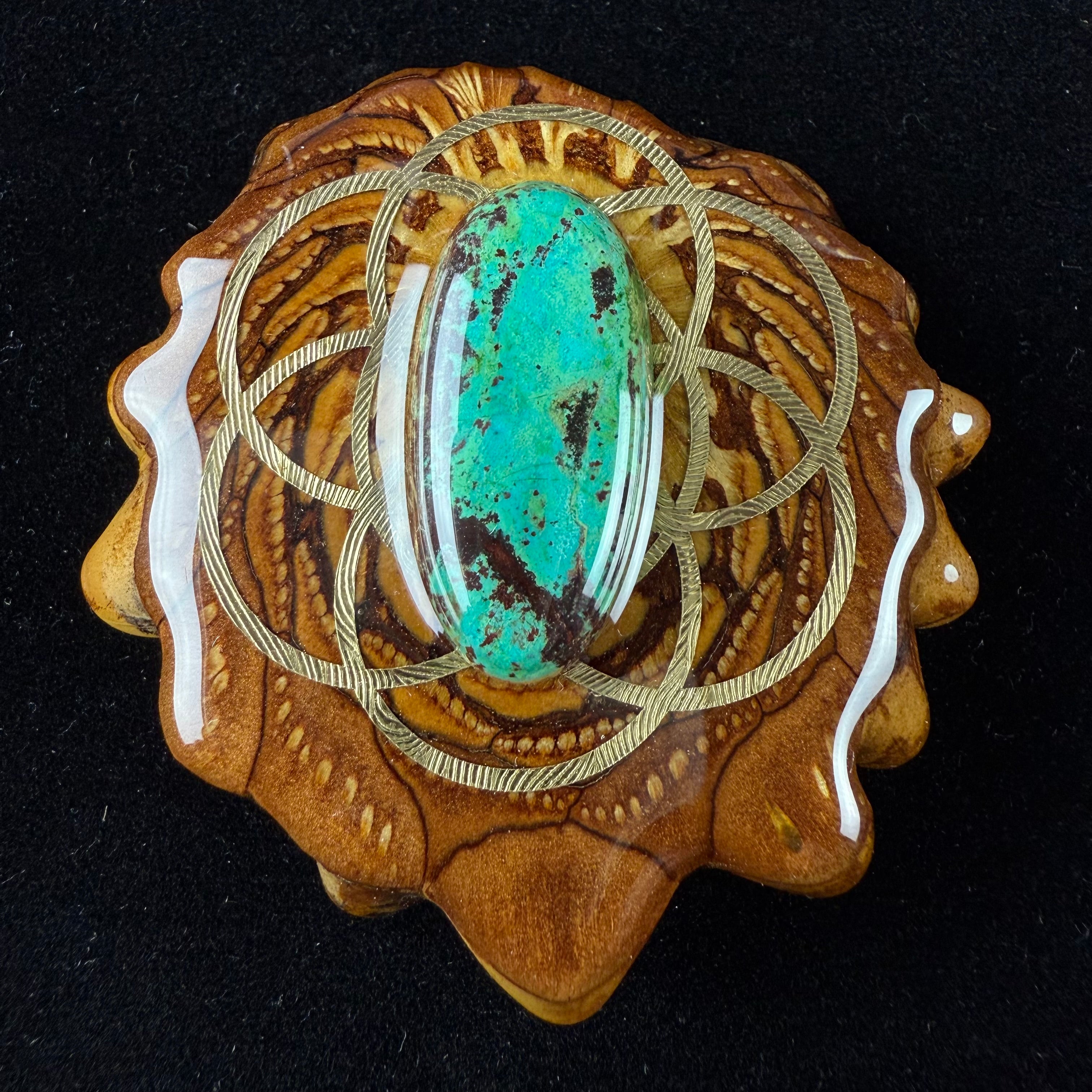 Chrysocolla with Gold Seed of Life by Third Eye Pinecones