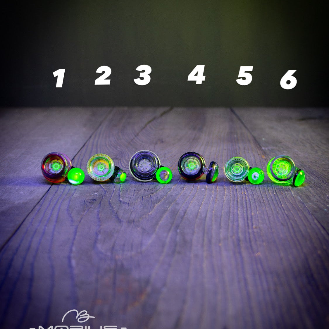 14mm "Elements" Color Multi-hole Slide by Mobius Glass