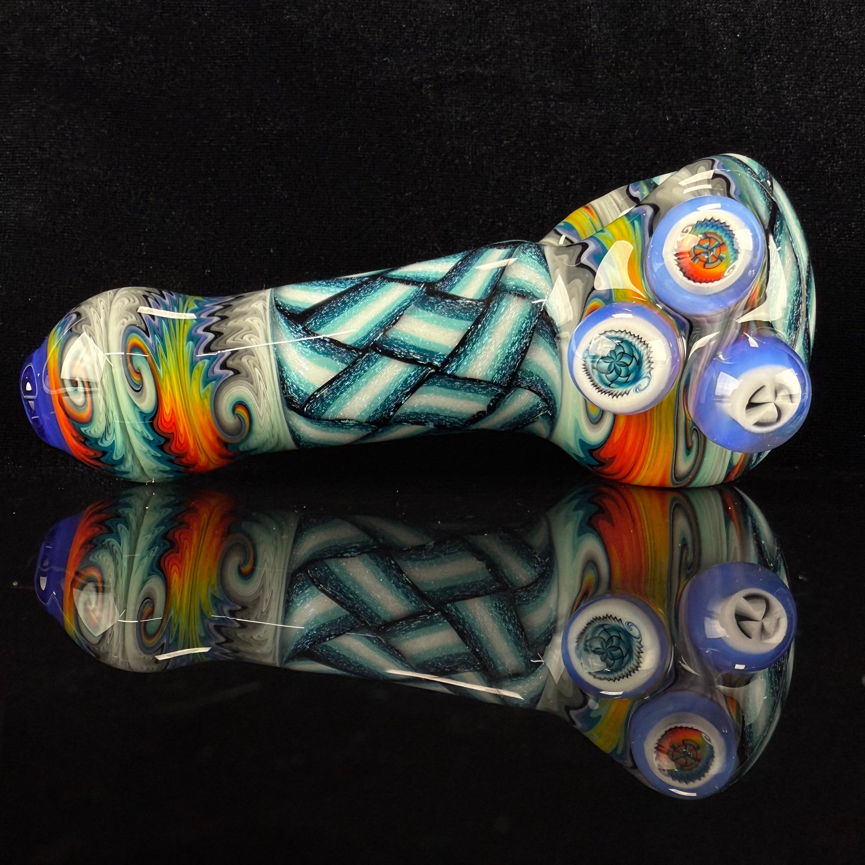 9 Section Heady Basket Weave Spoon #1 by KJH Glass