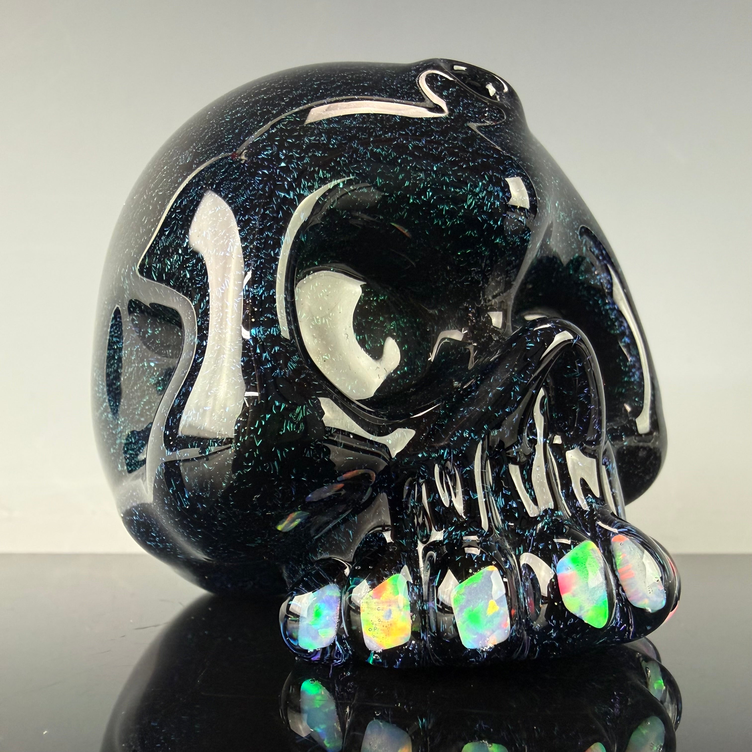"Green Dichroic over Black" Skull Shredder by Carsten Carlile