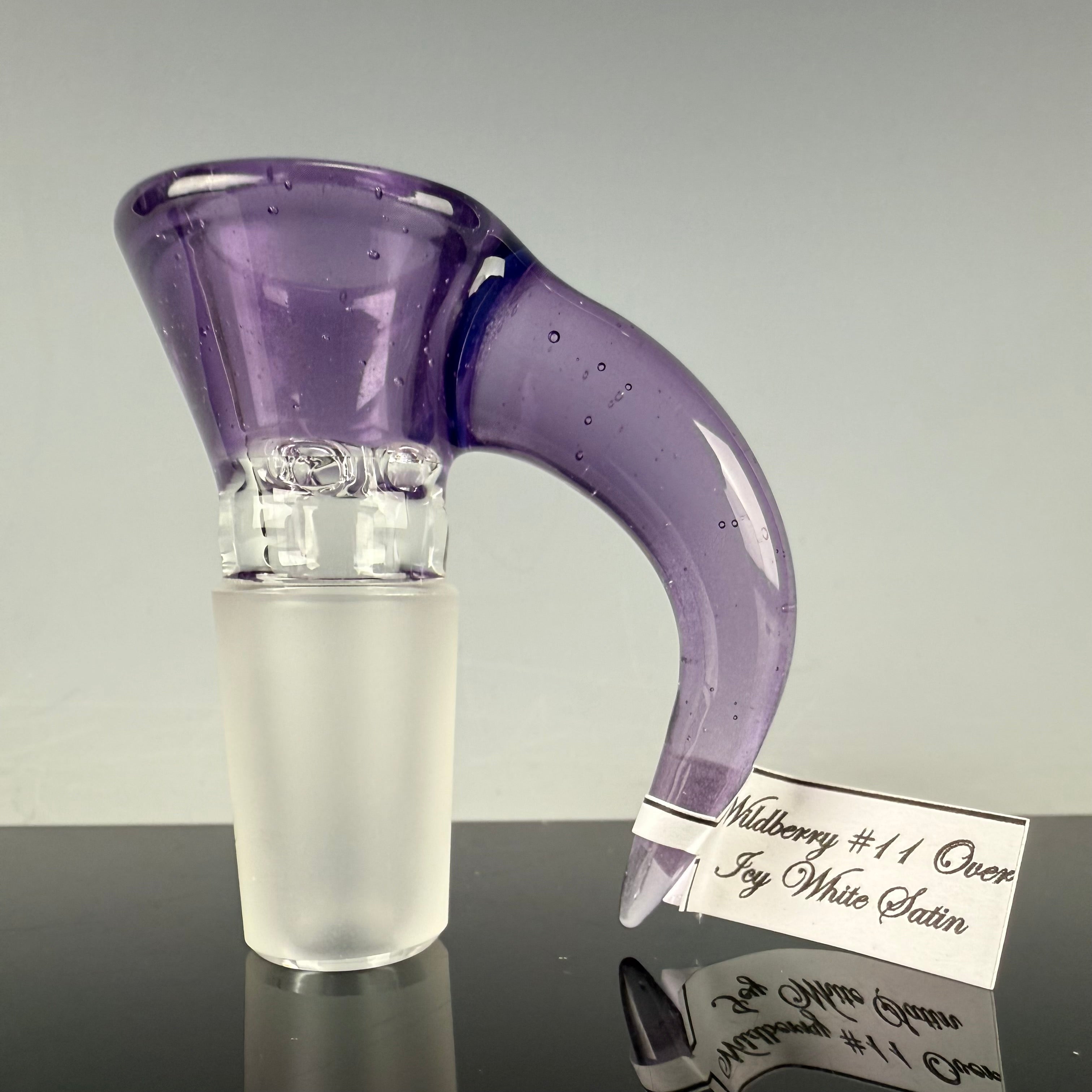 Full Accent "Wildberry #11 over Icy White Satin" 18mm Slide by Sovereignty Glass