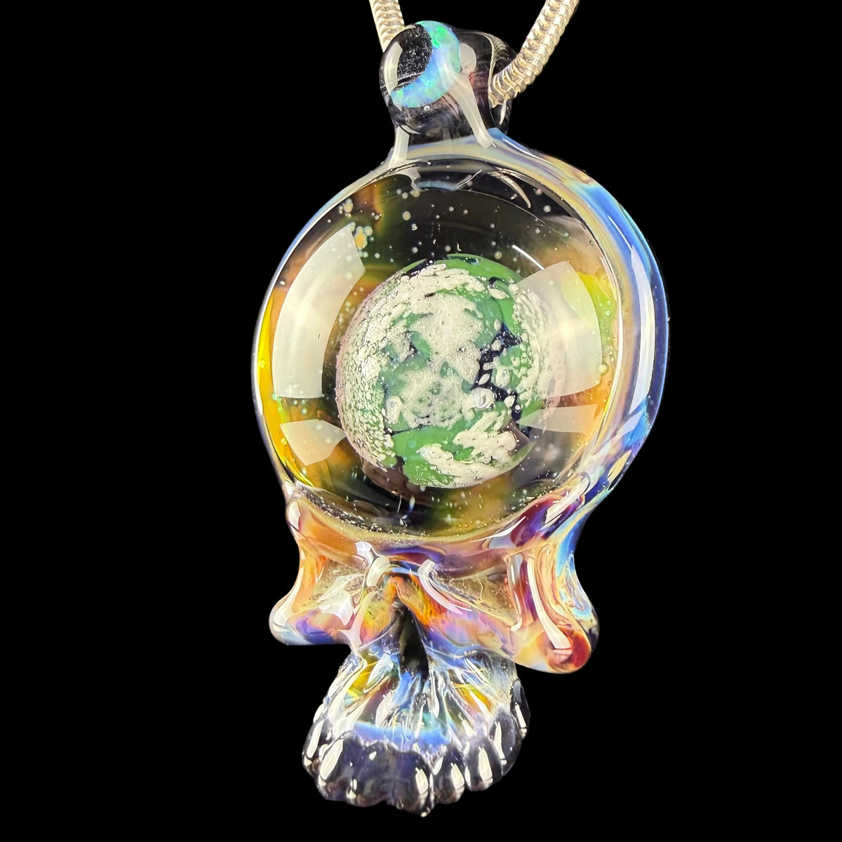 Amber Purple "Space Your Face" Implosion Pendant by Matthew Neebs Glass