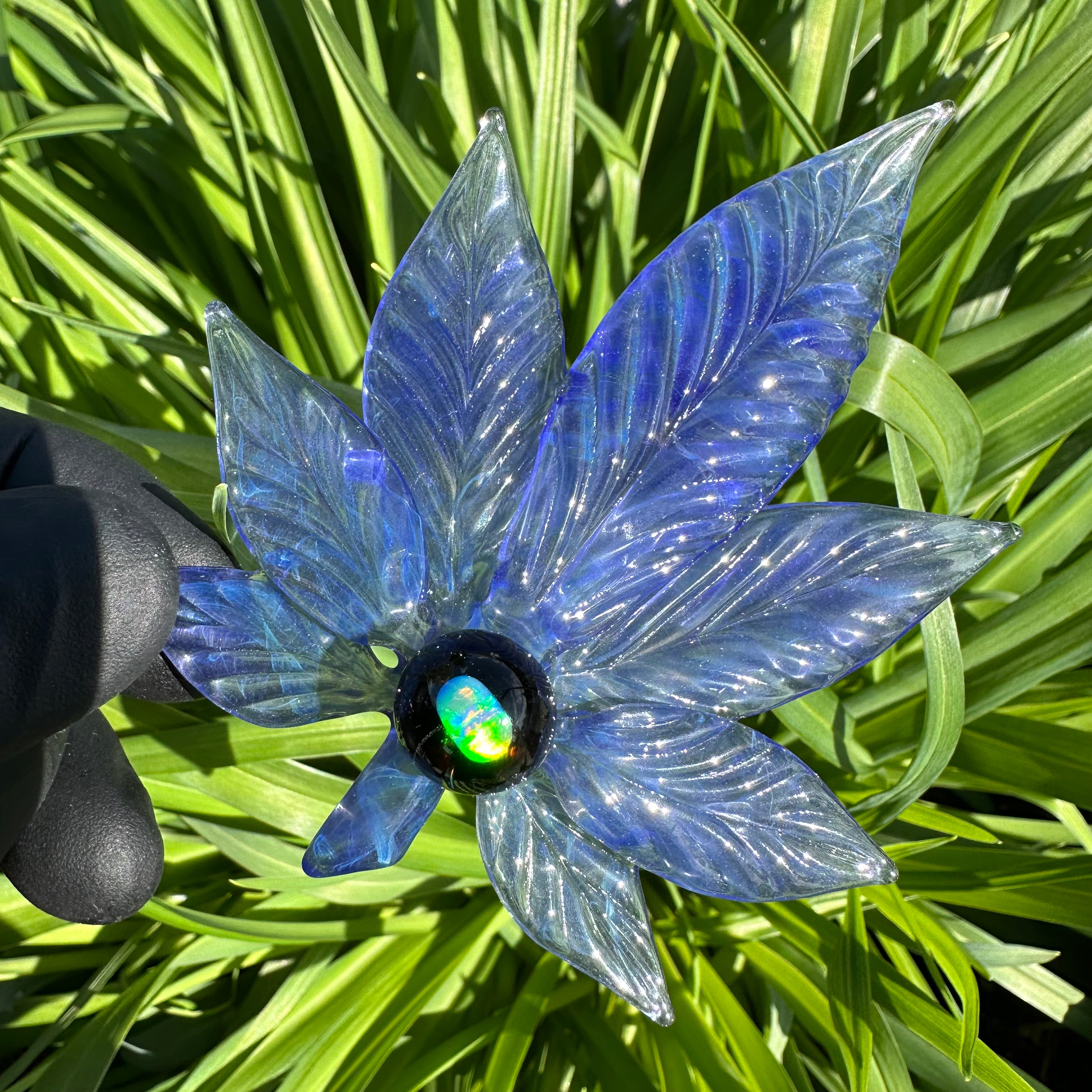 Cannabis Leaf Pendant by Xen Glass