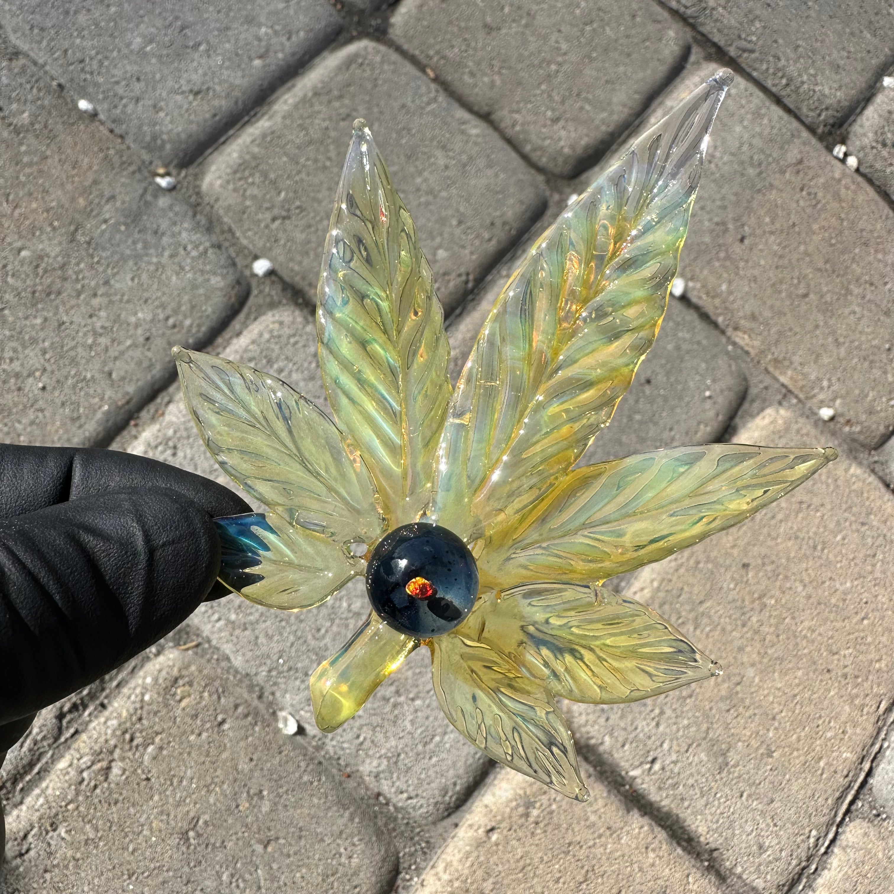 Cannabis Leaf Pendant by Xen Glass