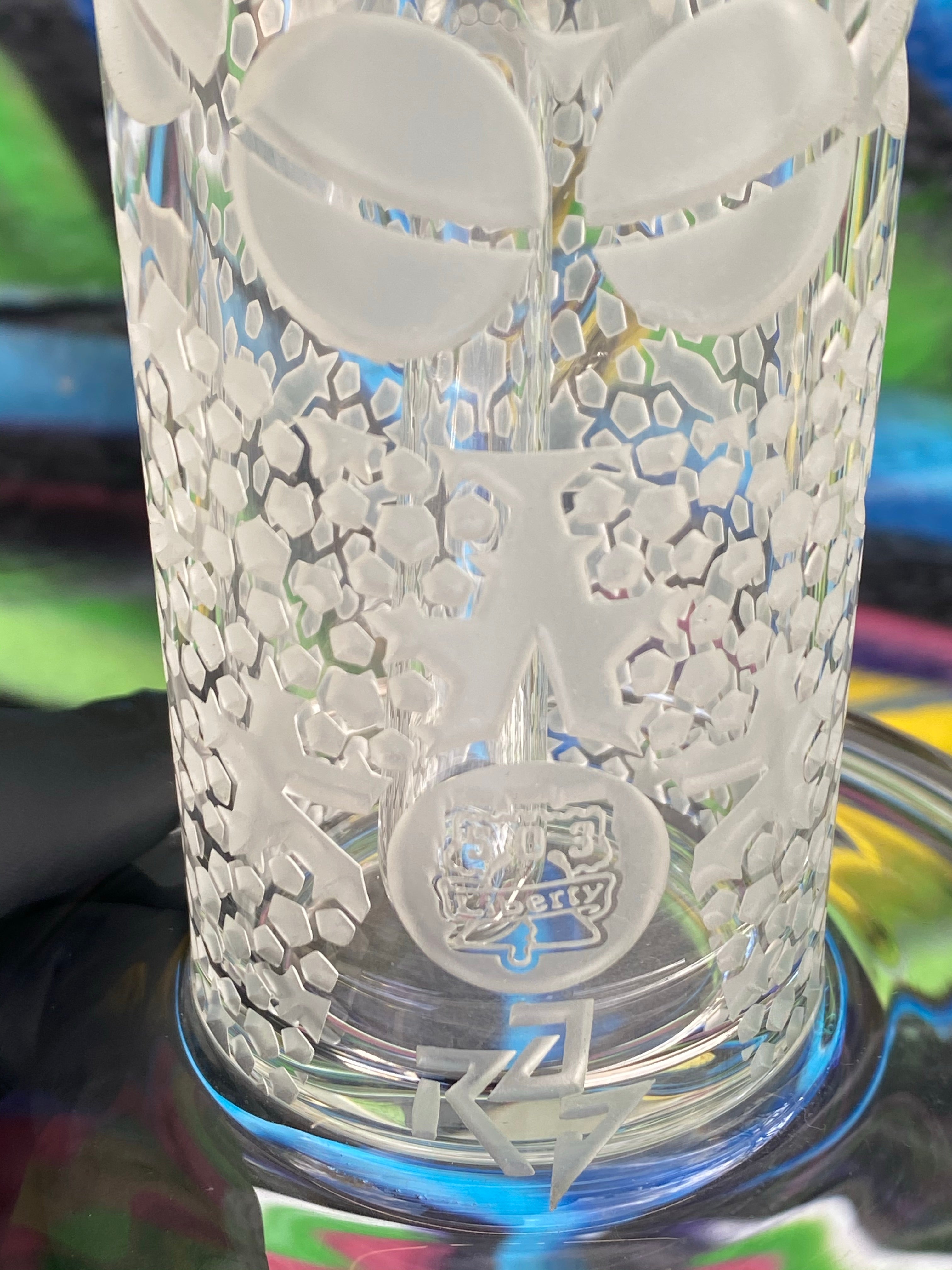 Deep Carved Sacred Geometry Waterpipe by Liberty 503 X RAD Glass