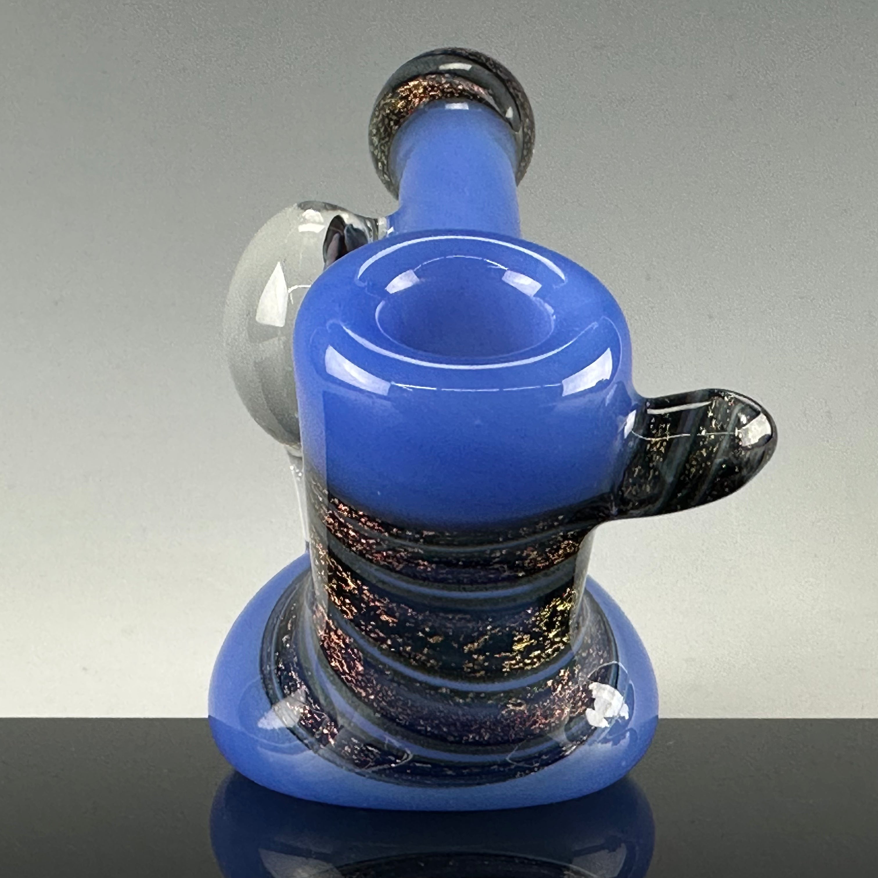 "Lavender" Standing Hammer with Flower Implosion Marble by KMA Glass