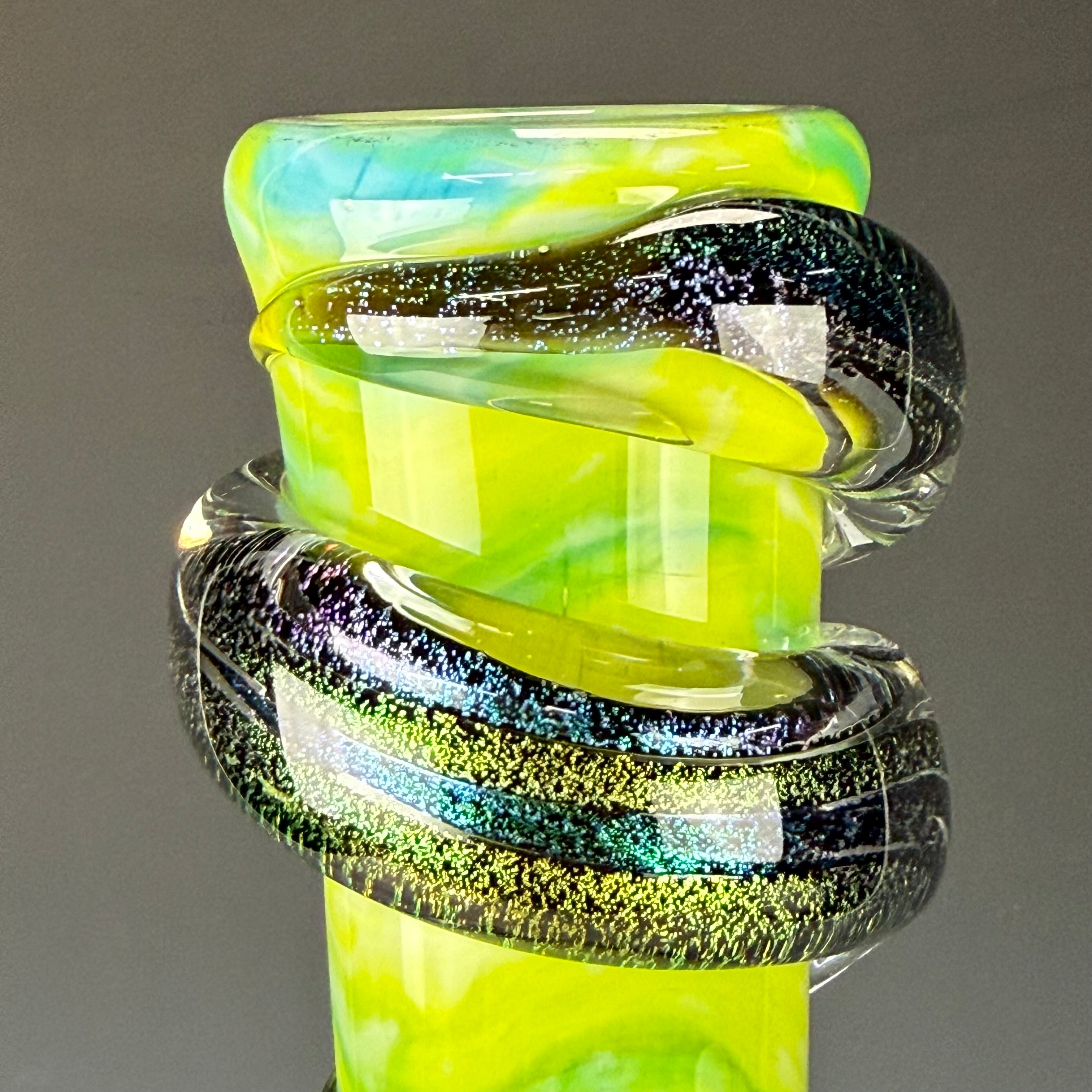Large 3G Waterpipe W/ Dichroic Wrap by Noble Glass