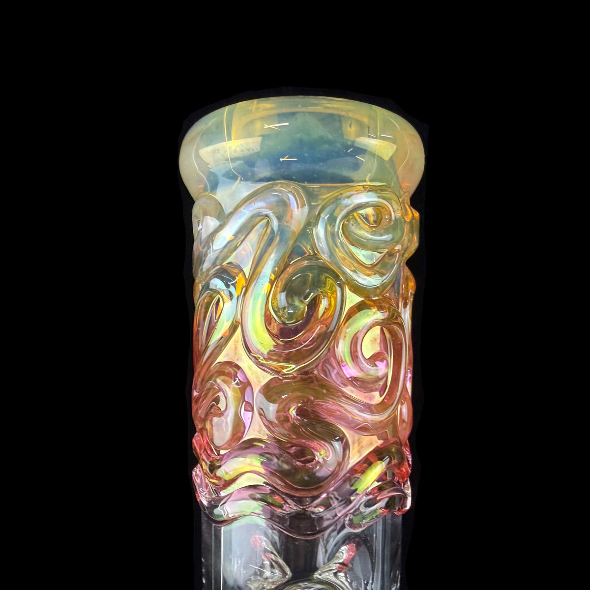 Gold Fume Triple Perc Worked 38mm Beaker Waterpipe by Mary Jane's Glass
