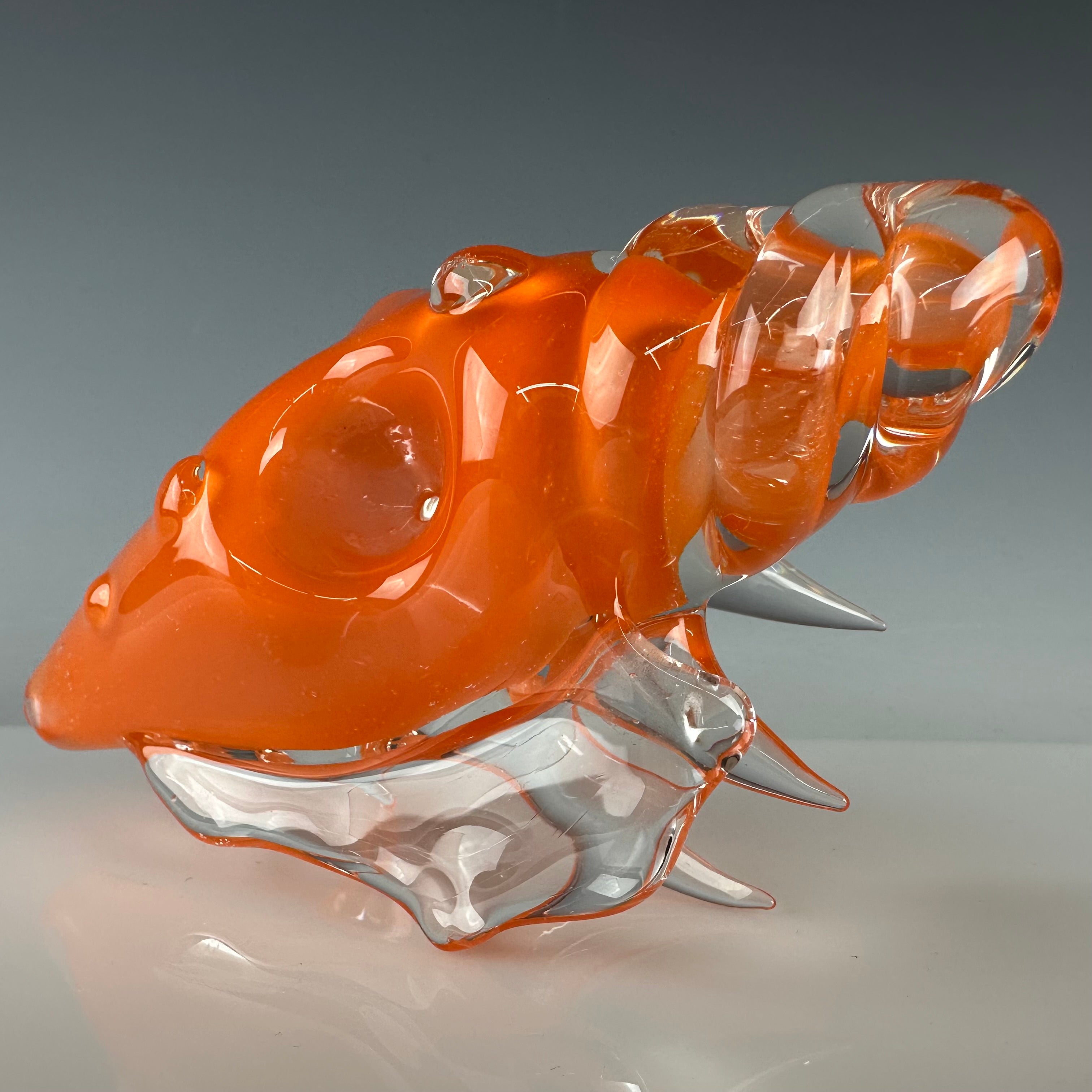 "Orange Crayon" Spiked Seashell Handpipe by Christina Cody