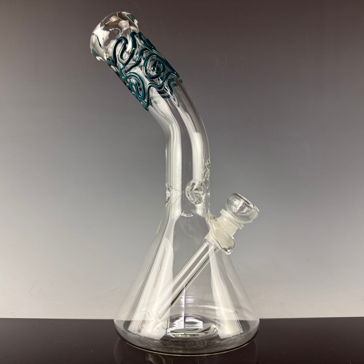 Worked Top 38mm Bent Neck Beaker Waterpipe by Mary Jane's Glass