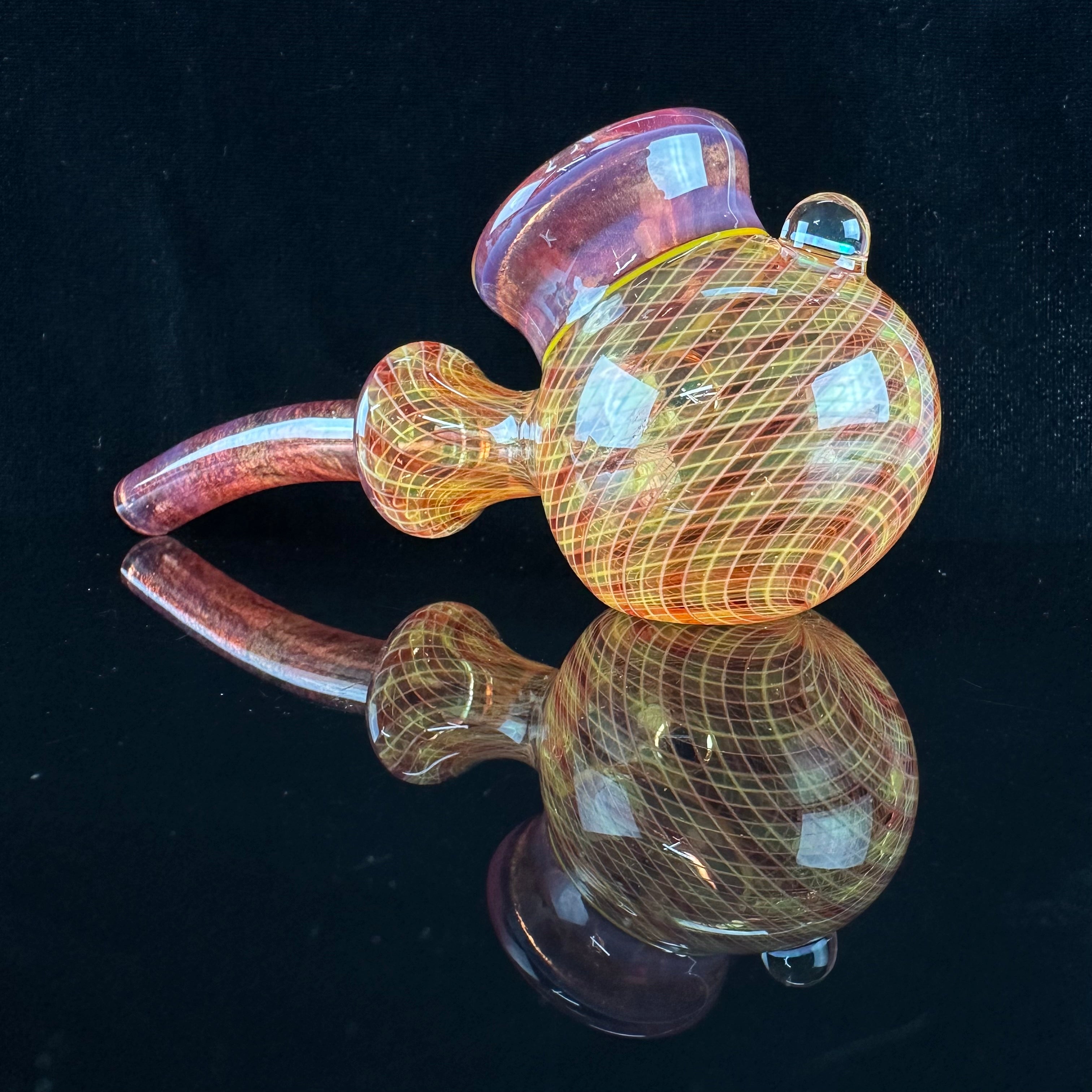 "Phoenix over Icy White Satin" Reticello Sherlock by Crux Glass