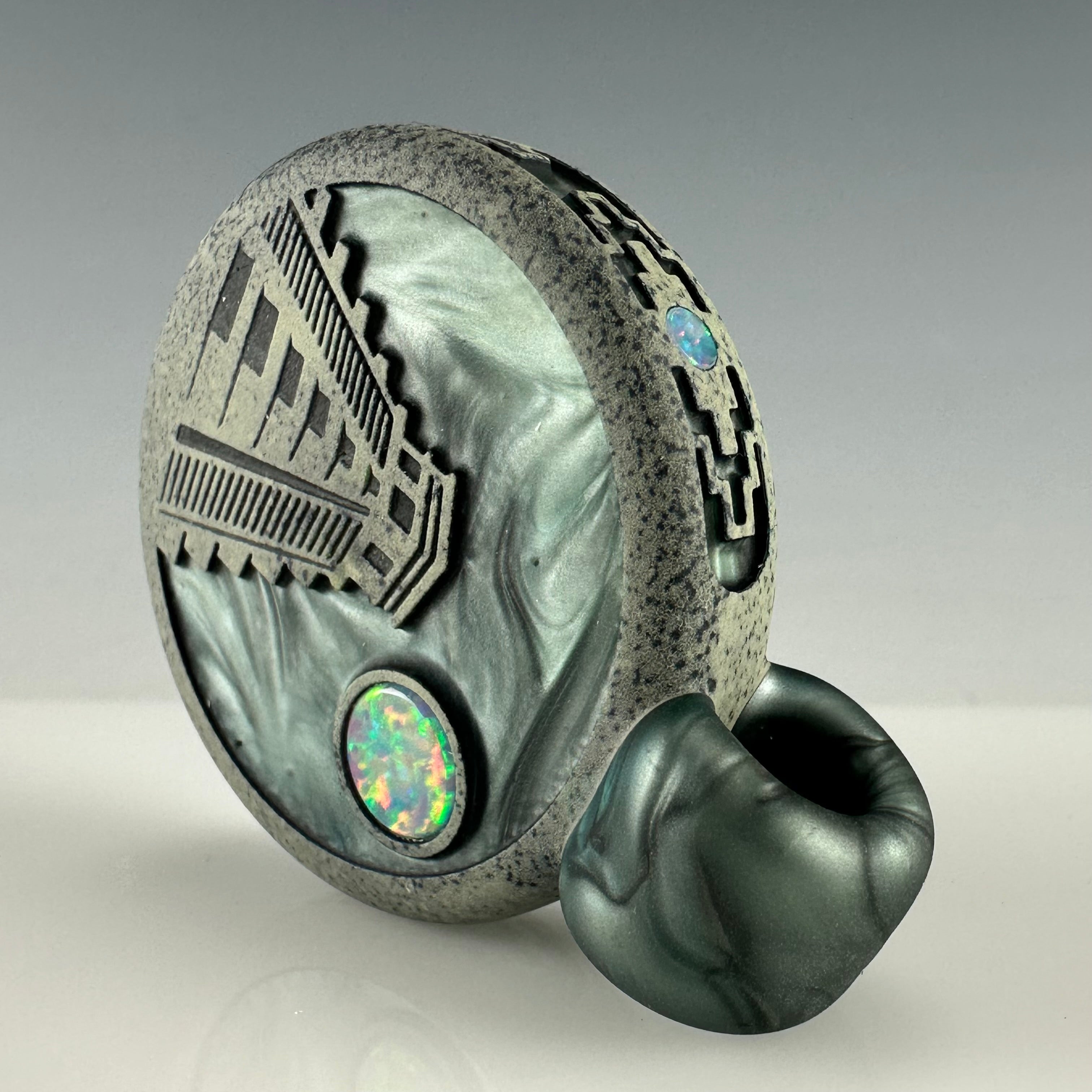 "Mayan Temple" Sandblasted Pendant by GlassMaze