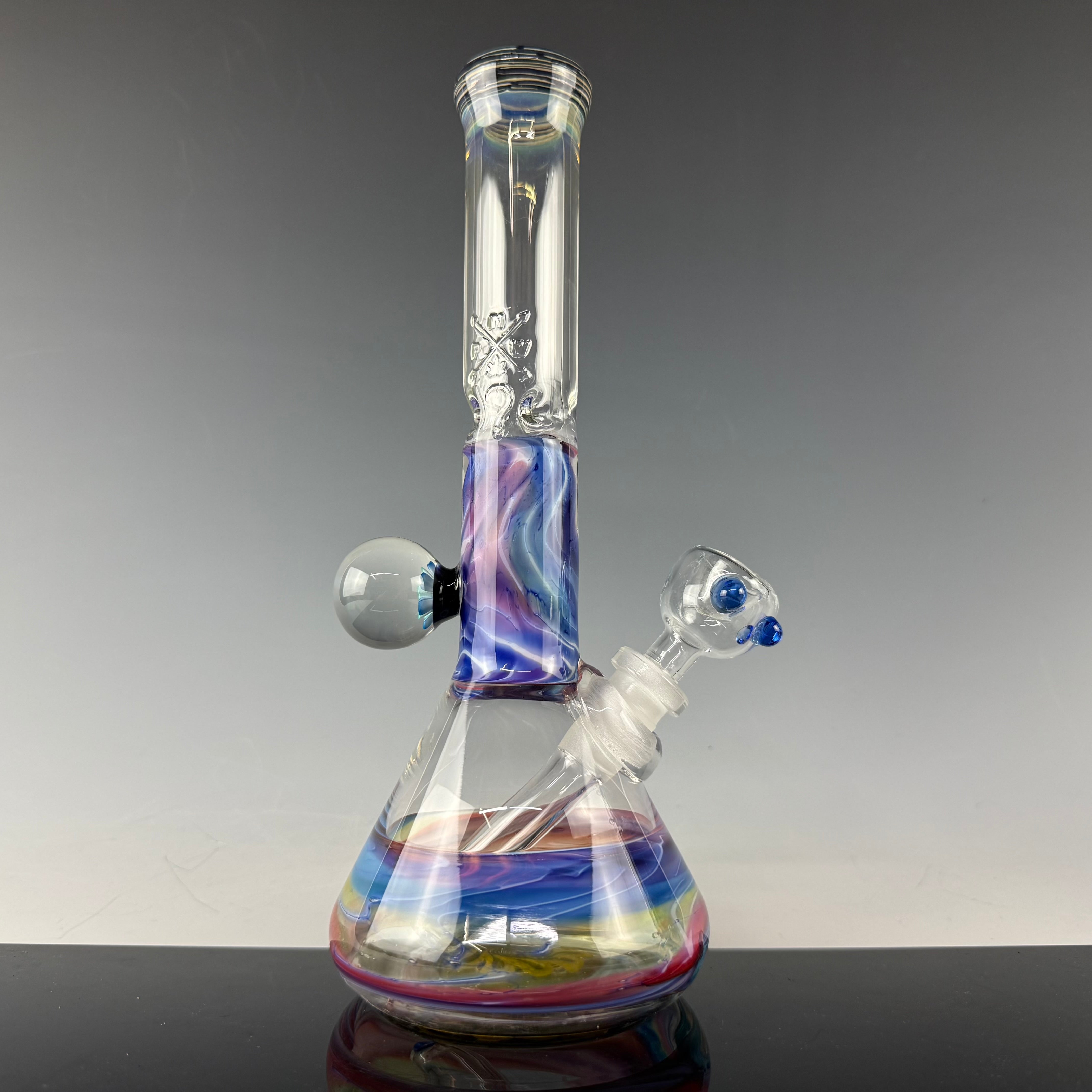 Worked Beaker W/ Implosion Marble #2 by Mary Jane's Glass X Nobody Glass
