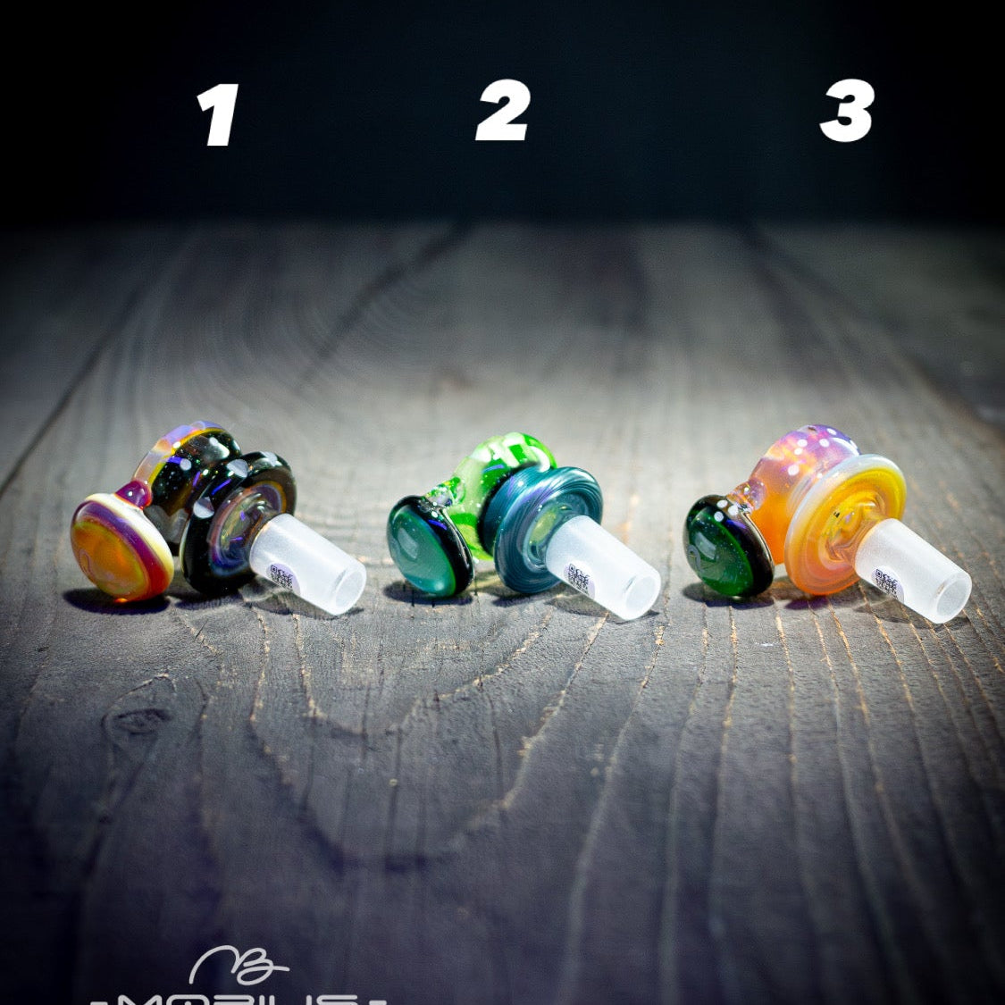 Coldworked 14mm "Elements" Color Multi-hole Slide by Mobius Glass