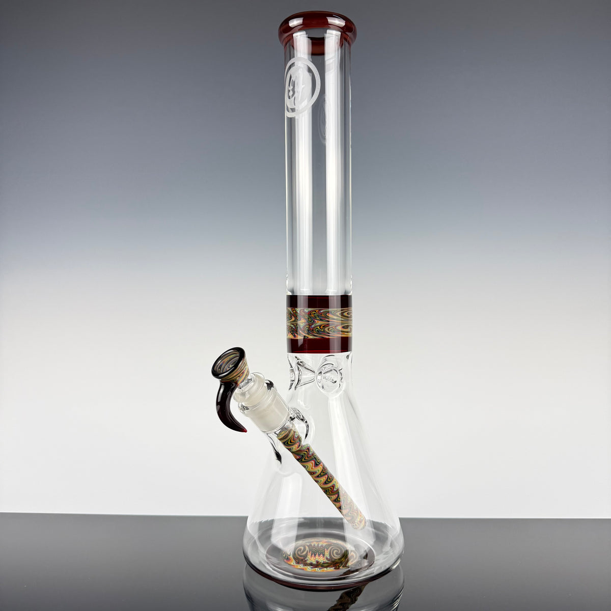 "Red Elvis" Sectional 16" Wig Wag Beaker by OJ Flame