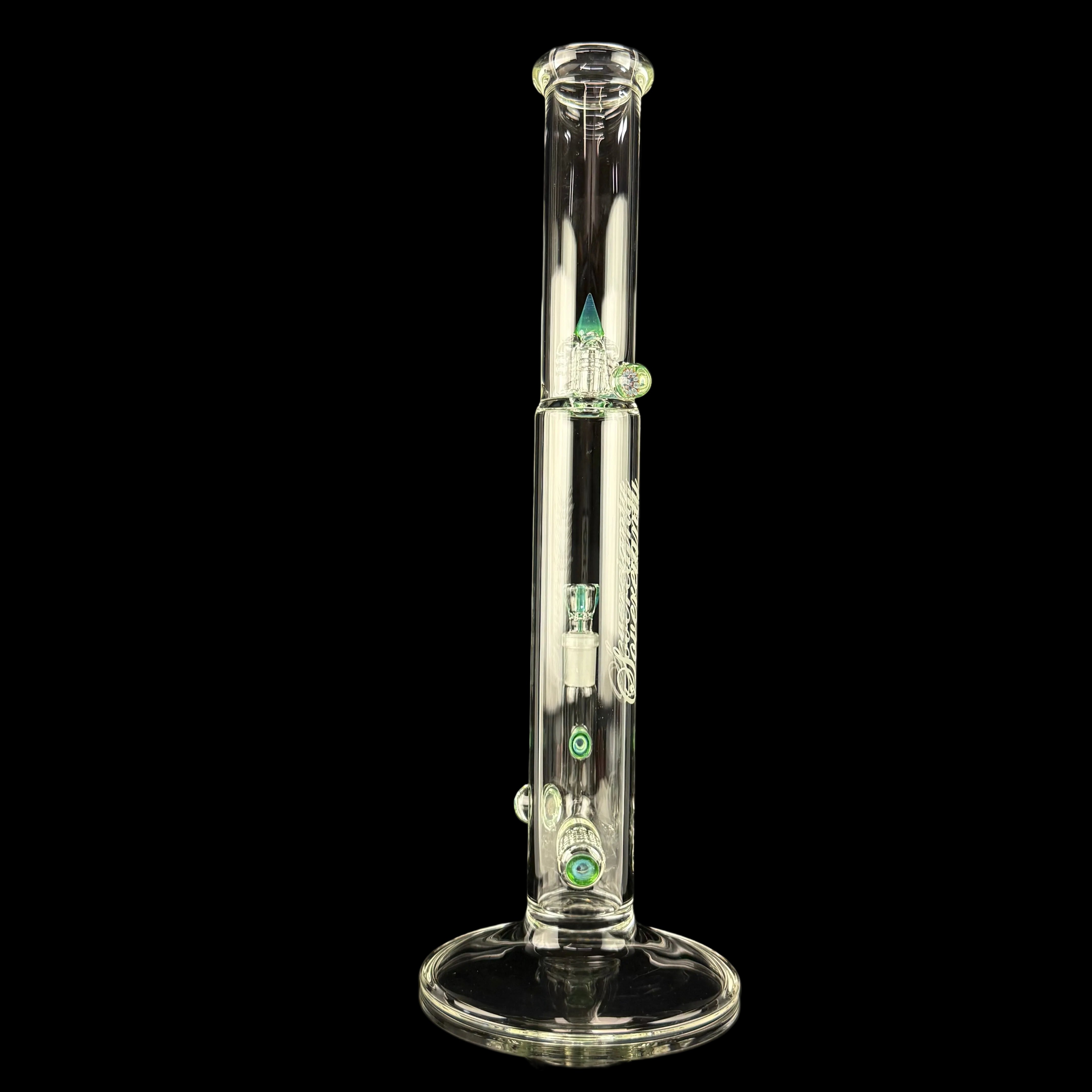 MA "Green Stardust X Ghost" Bishop Stemline 20mm 6 Cut UpGrid + 2 Millies by Sovereignty Glass
