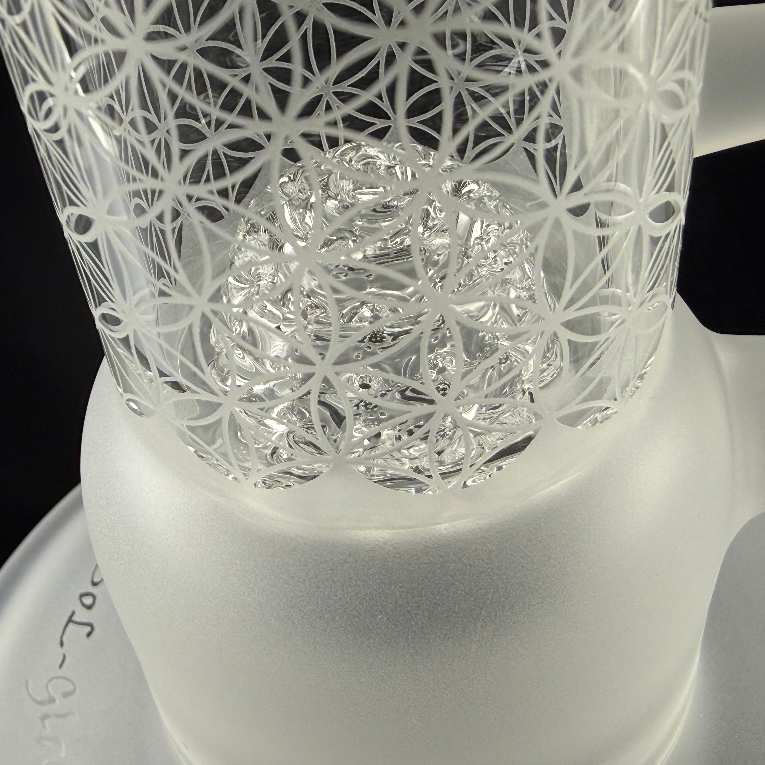 "Sacred G Etched" Dub Lace Sphere V3 by SOL Glassworks