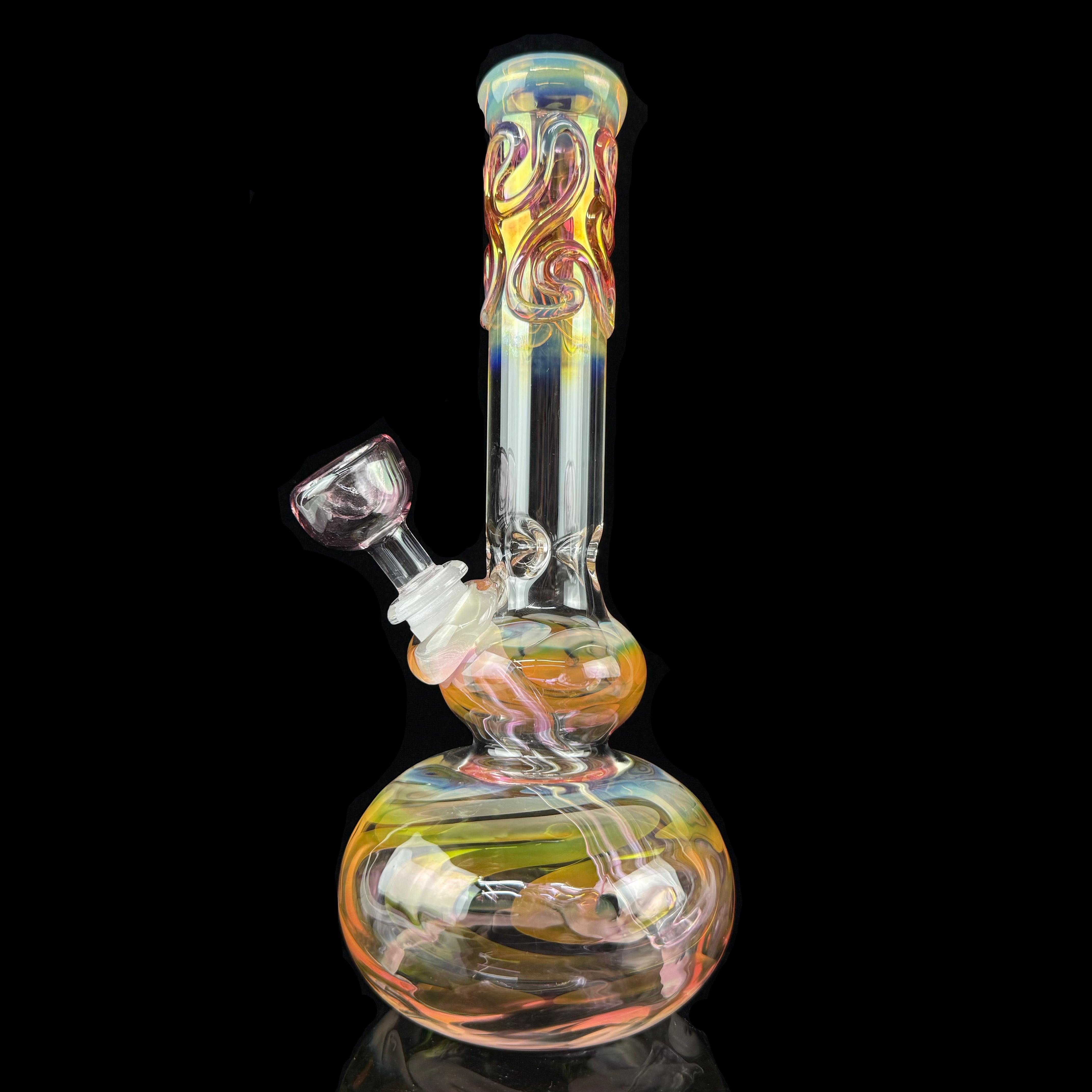 Gold Fumed 32mm Double Bubble Waterpipe by Mary Jane's Glass