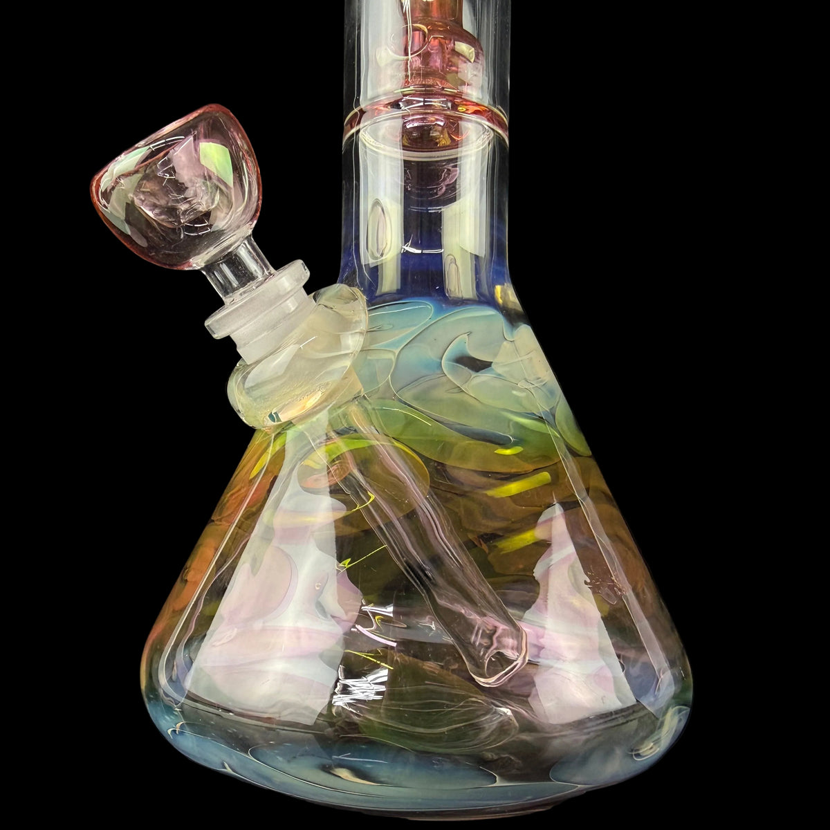 Gold Fume Triple Perc Worked 38mm Beaker Waterpipe by Mary Jane's Glass
