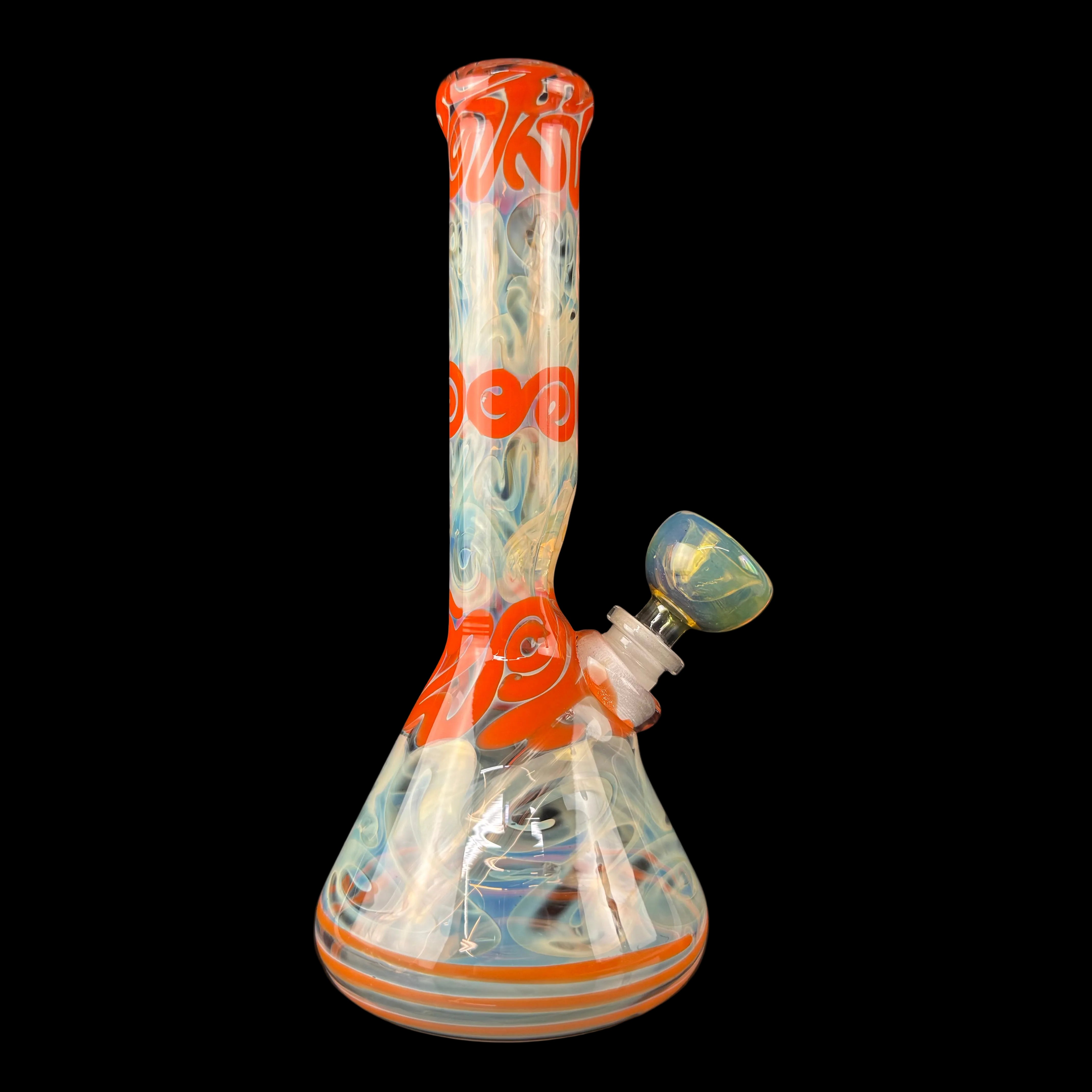 Fume + Color Surface Worked 32mm Waterpipe by Mary Jane's Glass