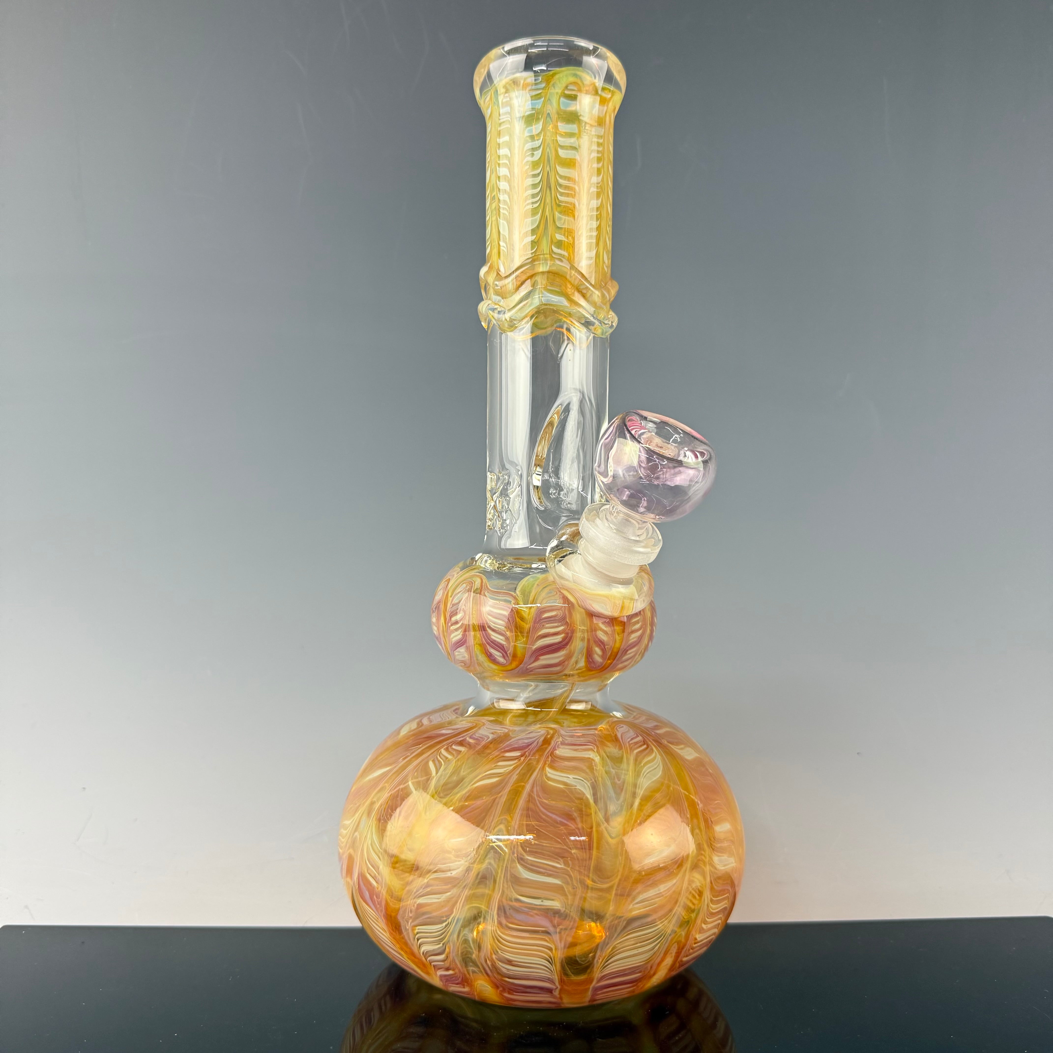 Wrap & Rake 38mm Double Bubble Waterpipe by Mary Jane's Glass