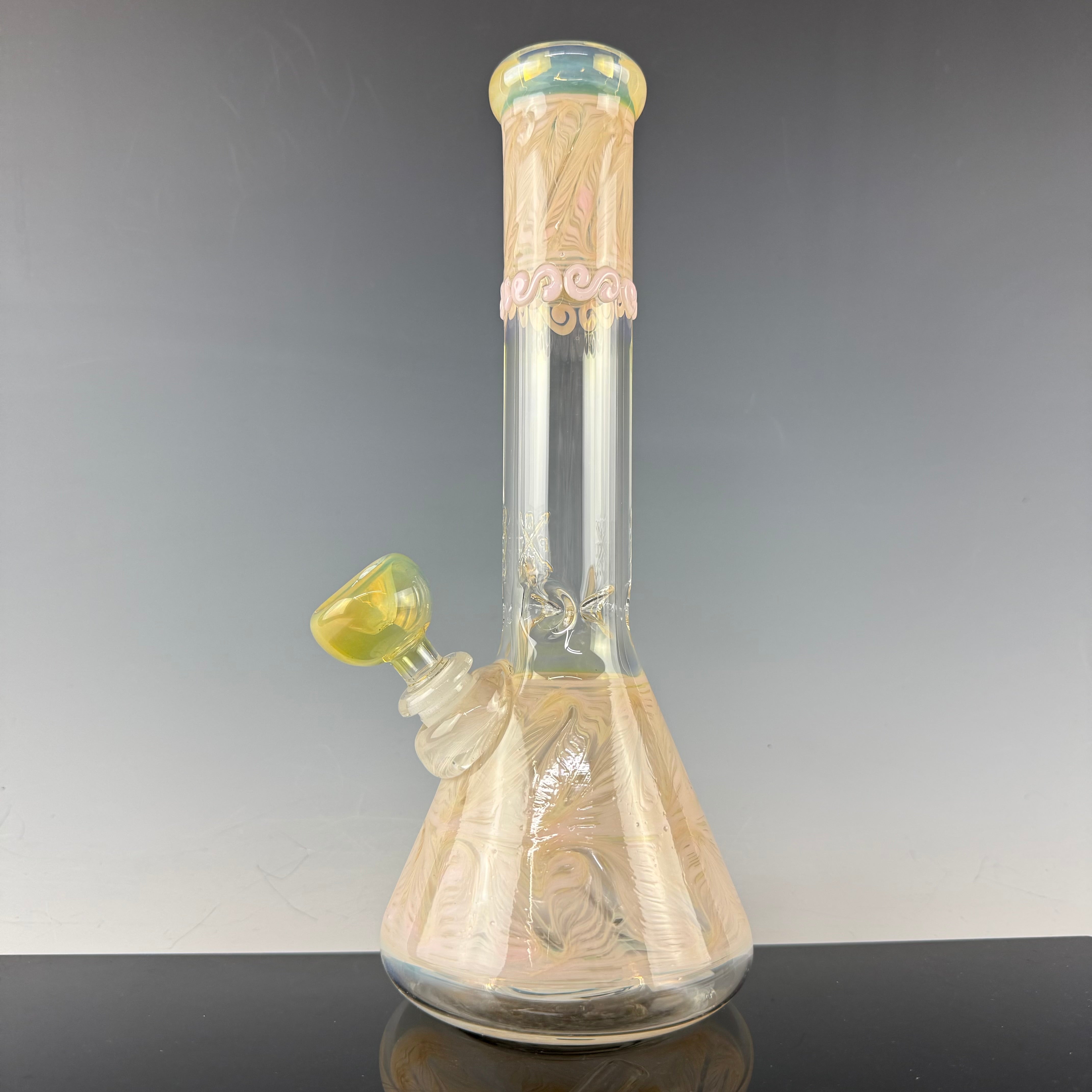 Wrap & Rake 38mm Beaker Waterpipe by Mary Jane's Glass
