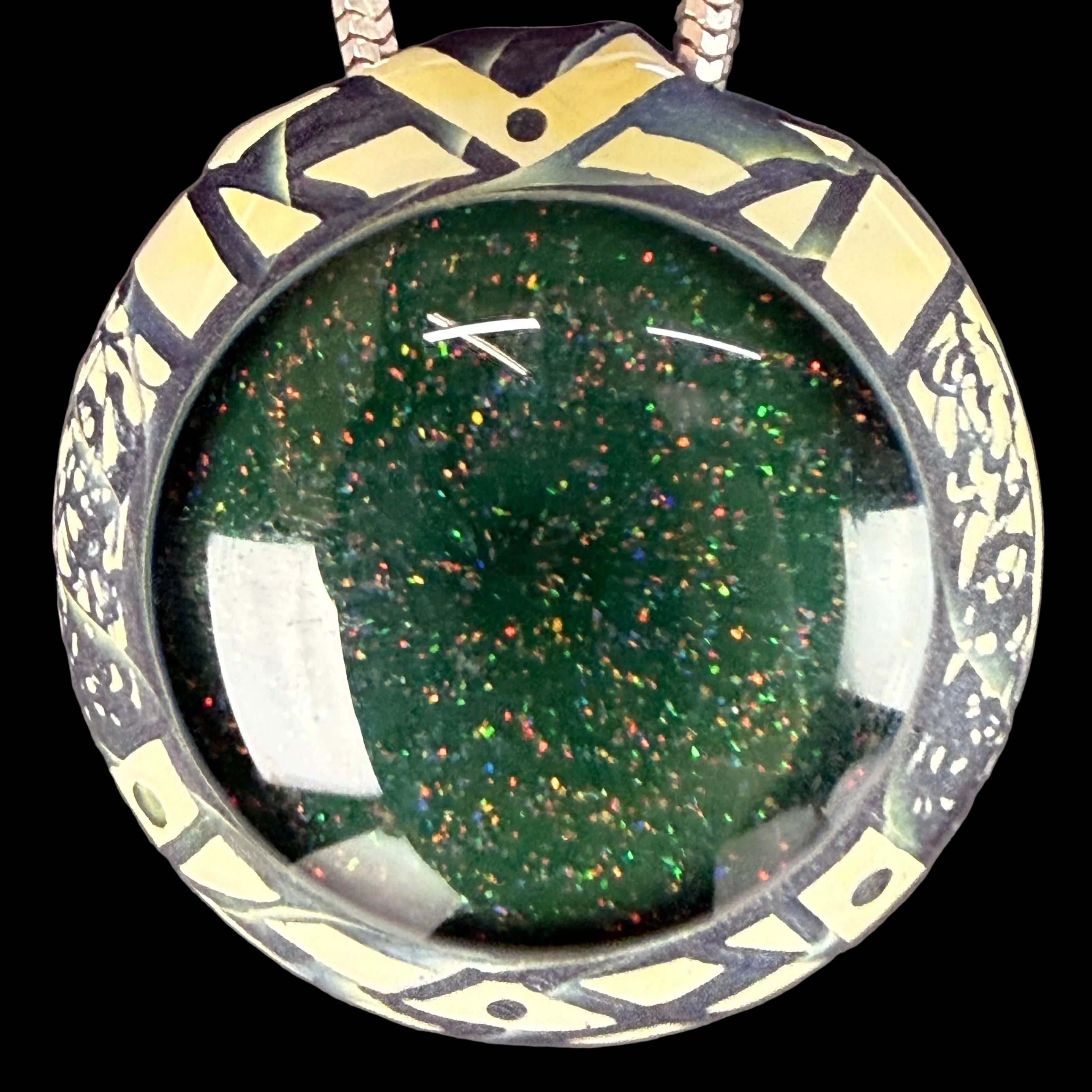Crushed Opal Hand Carved Pendant by Corey Clark
