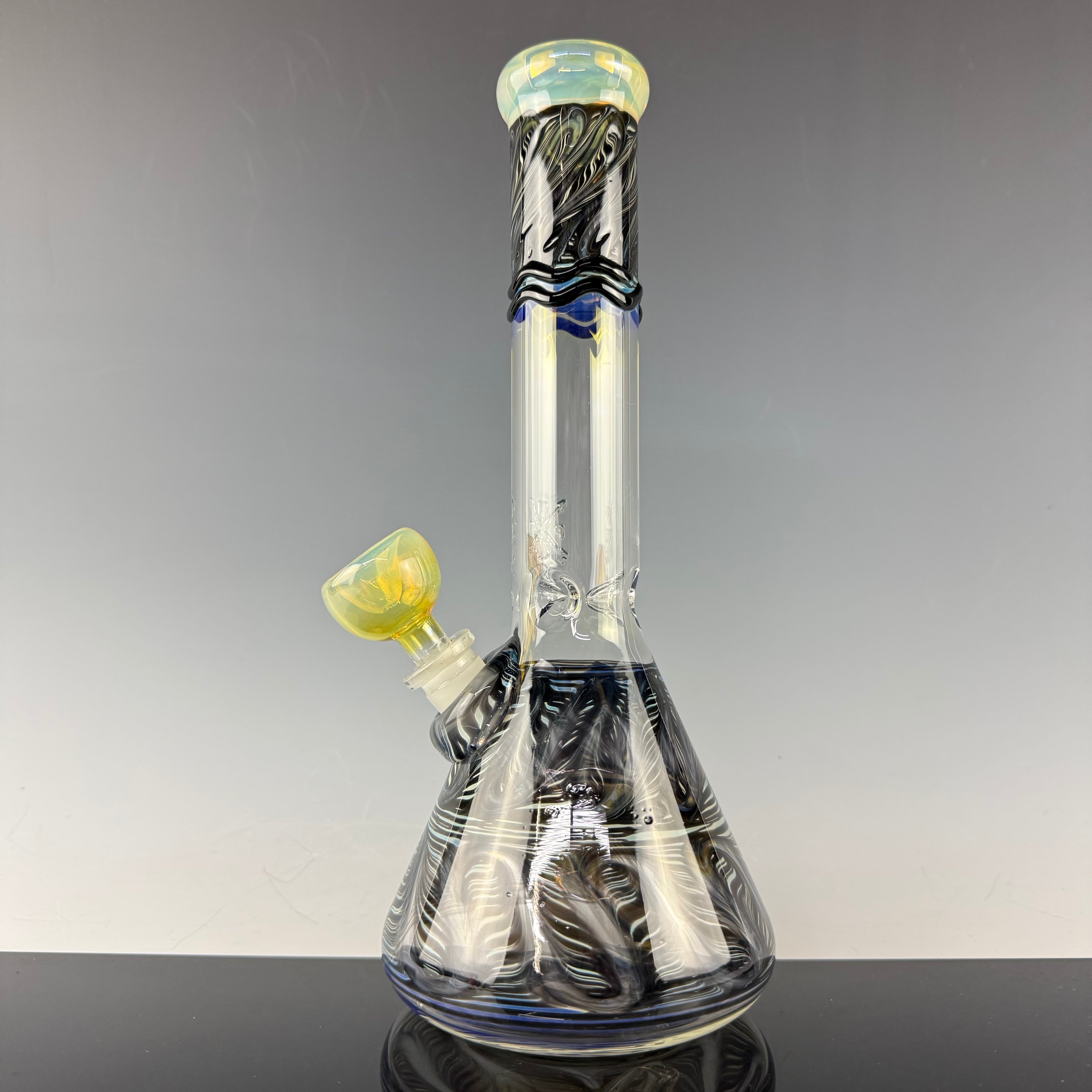 Wrap & Rake 38mm Beaker Waterpipe by Mary Jane's Glass