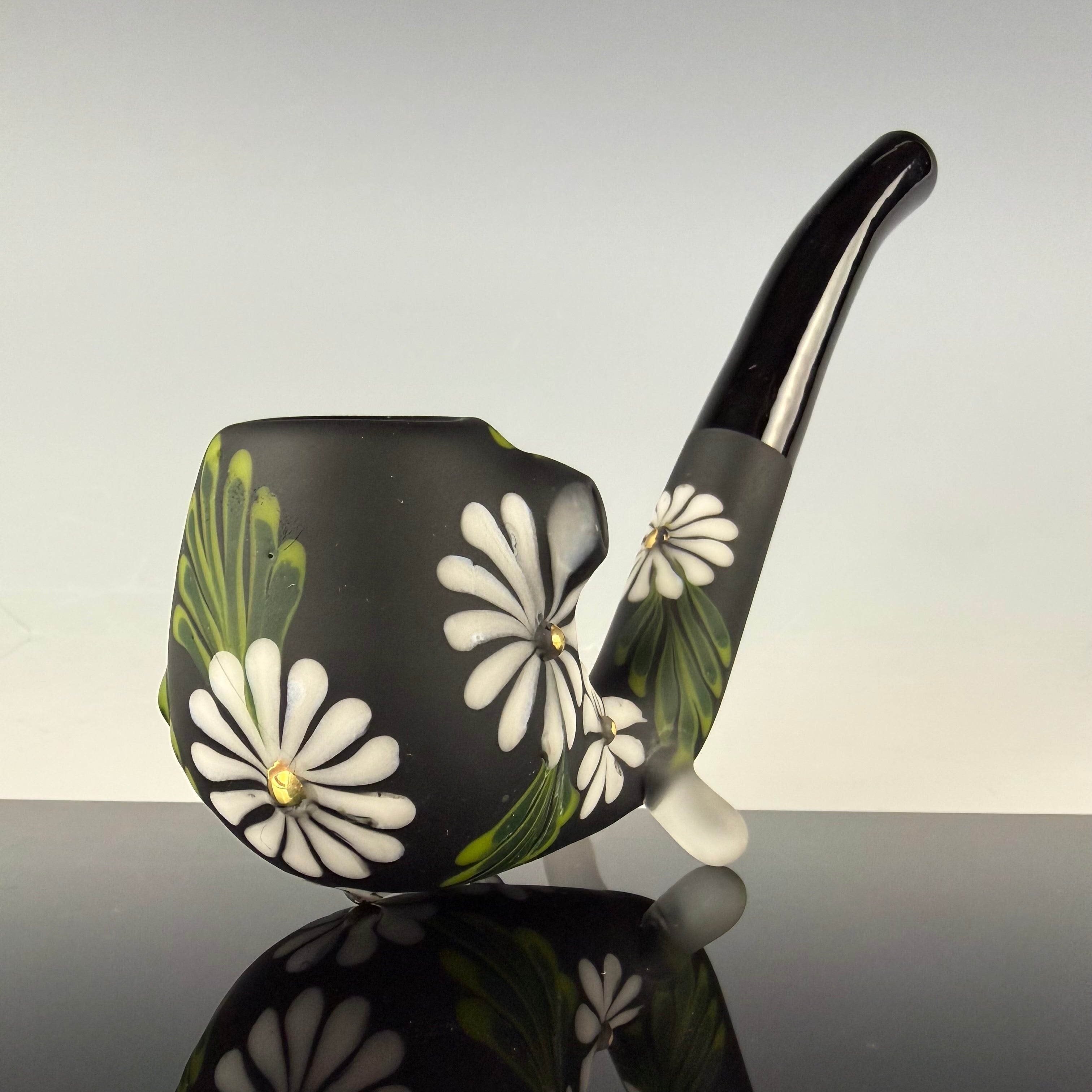 Matte Black "Floral" Sherlock by Sarita Glass