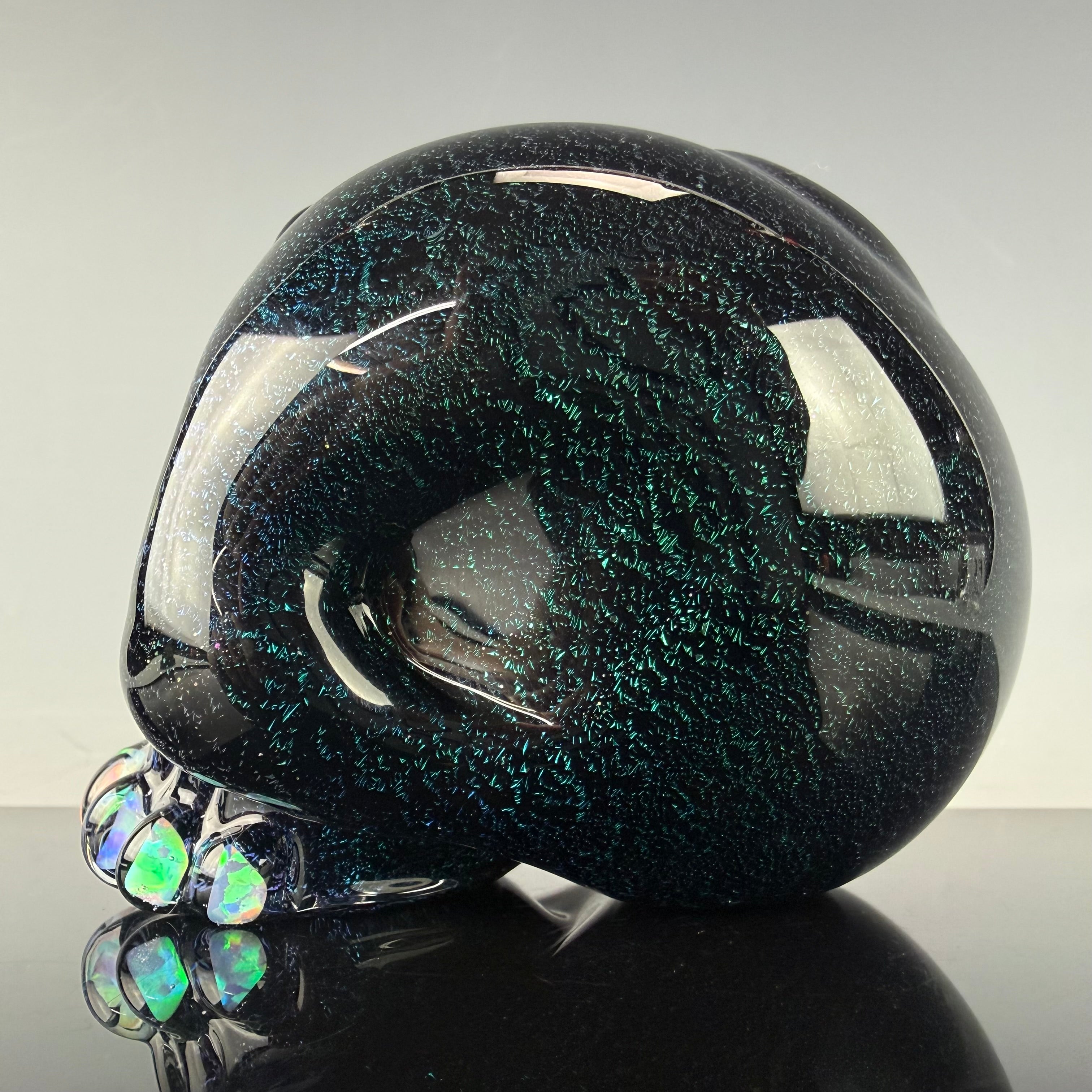"Green Dichroic over Black" Skull Shredder by Carsten Carlile